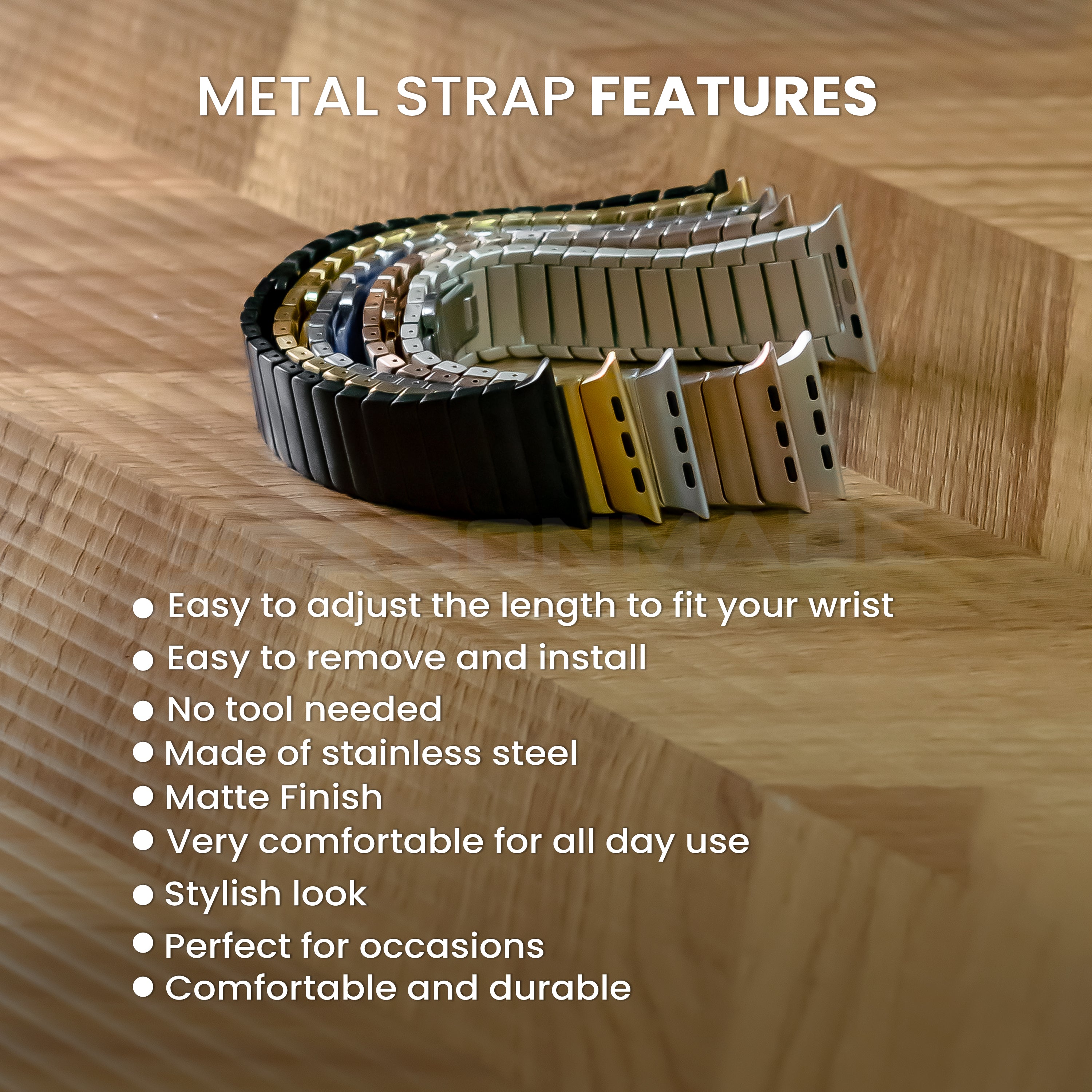 Apple Watch Stainless Steel Matte Finish Strap Series 1 2 3 4 5 6 7 8 9 SE 7 8 9 Ultra Ultra 2