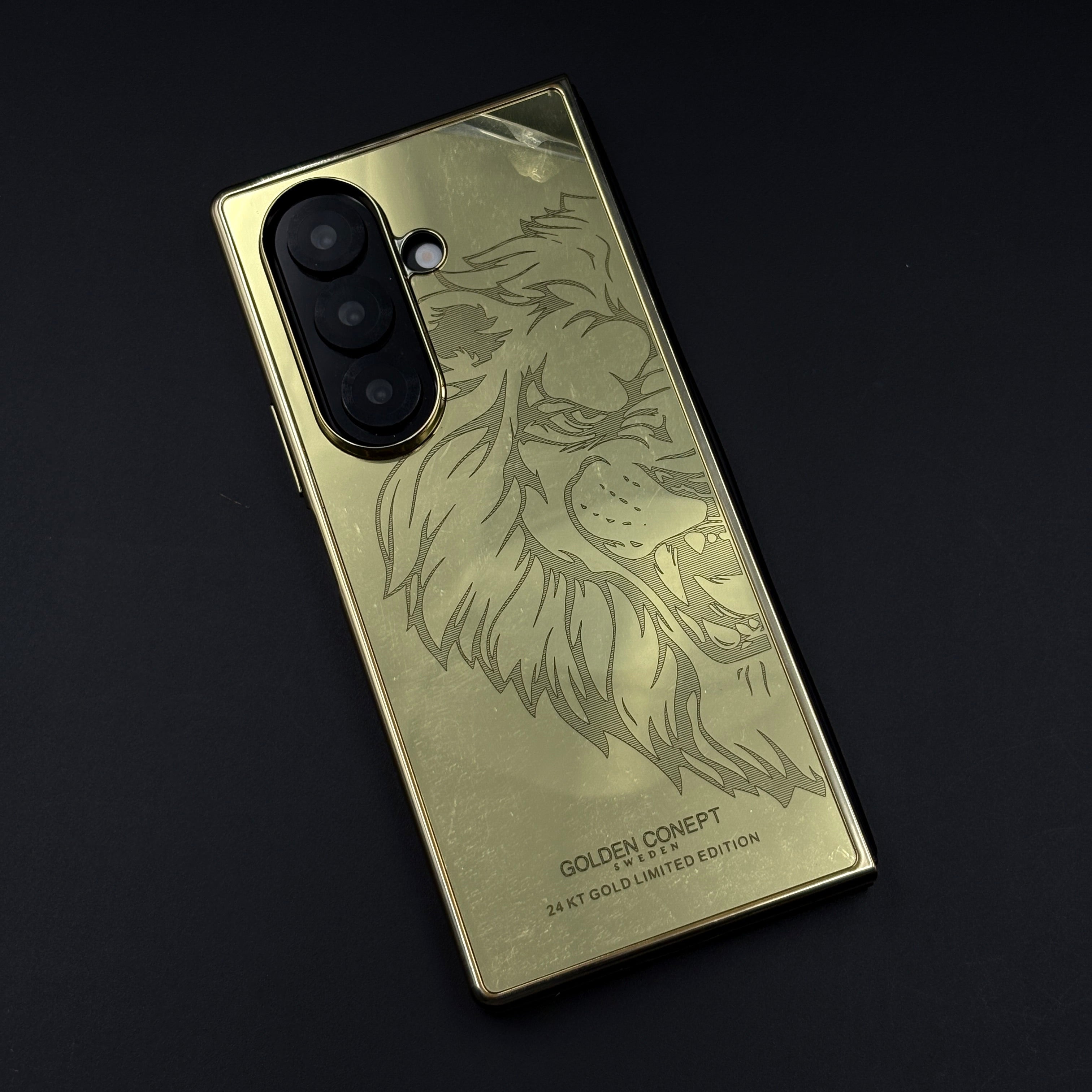 Handcrafted 24K Gold Plated Lion The King Case for Samsung Galaxy Z Fold 6 | Luxury Limited Edition Cover