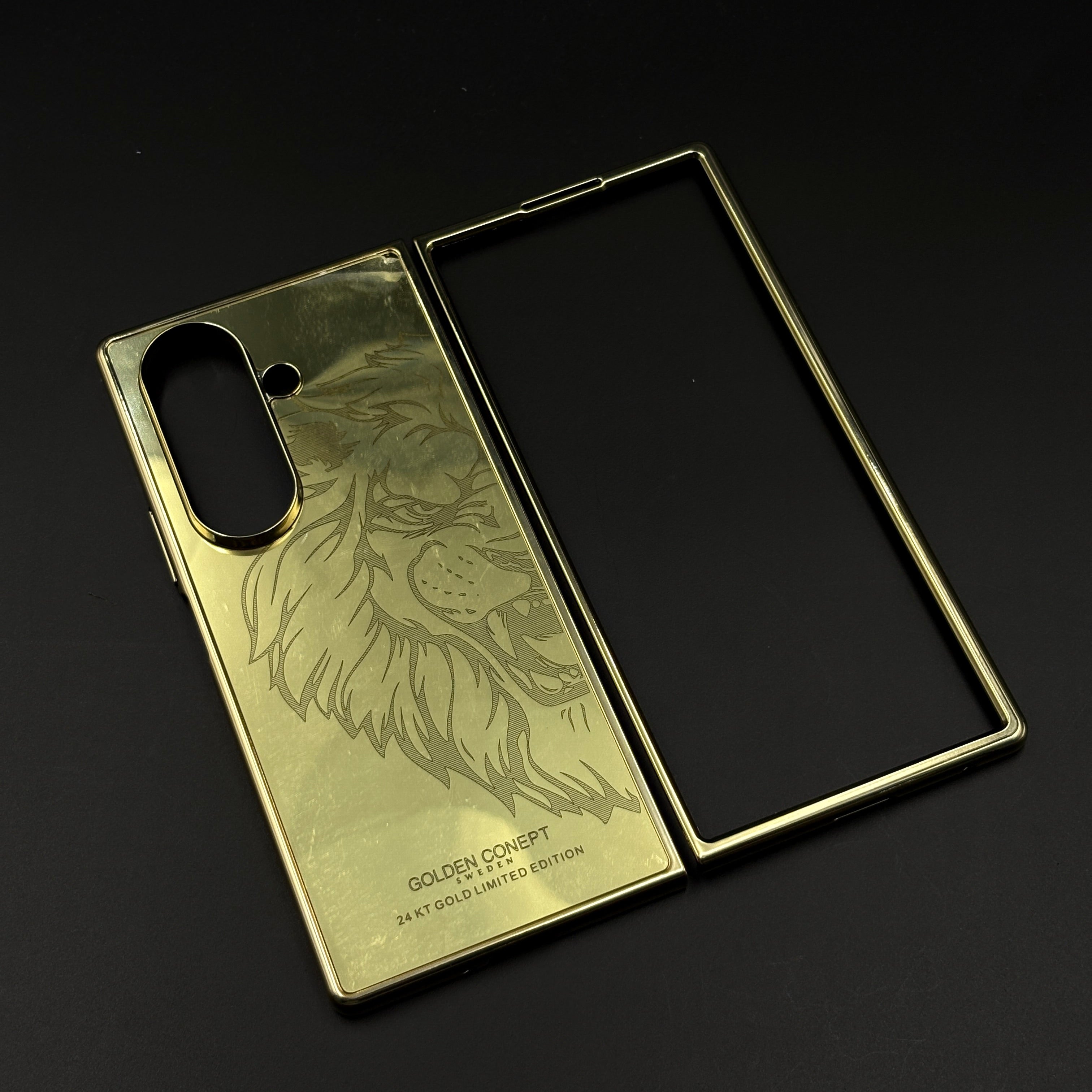 Handcrafted 24K Gold Plated Lion The King Case for Samsung Galaxy Z Fold 6 | Luxury Limited Edition Cover