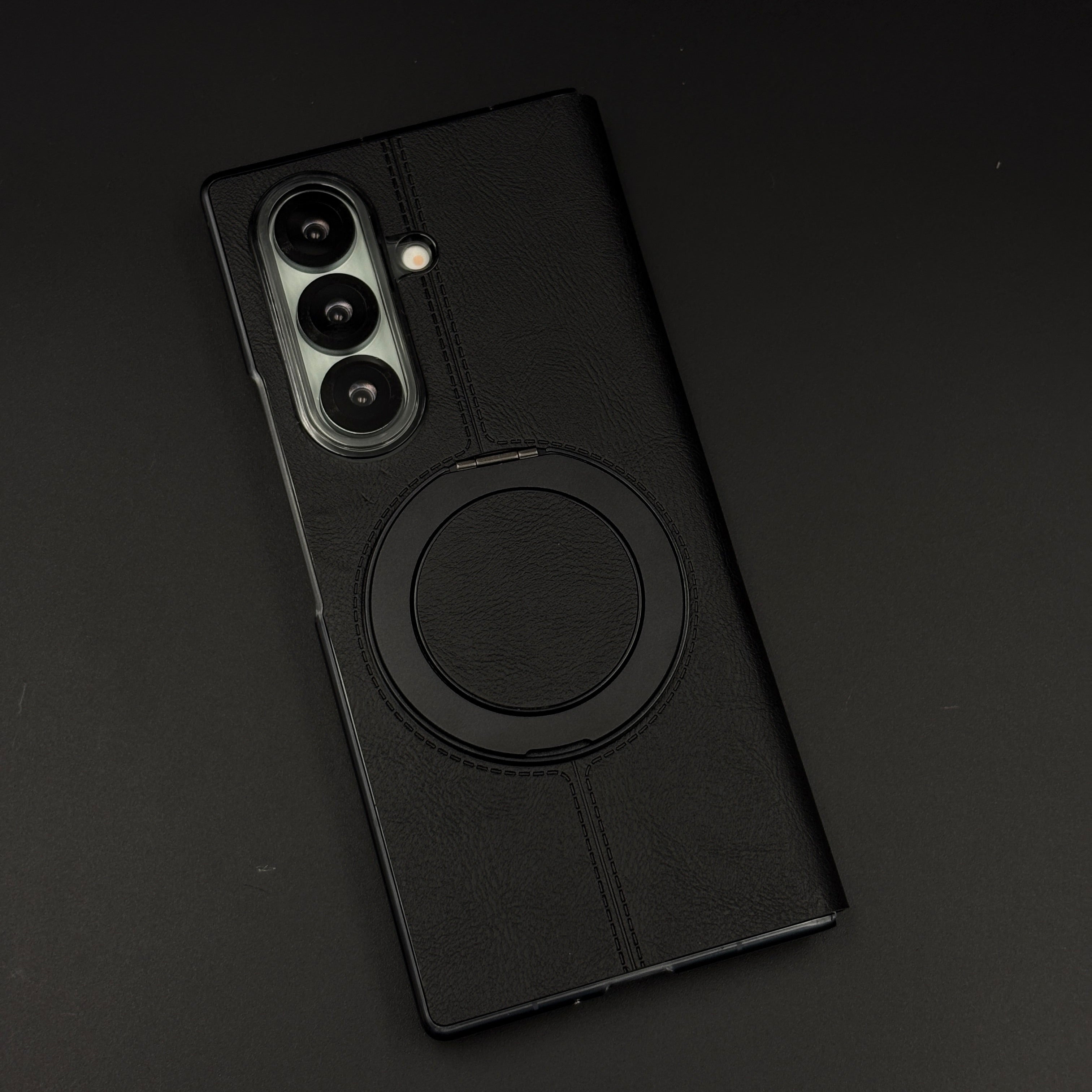 Leather Flip Case with Metal Rotating Stand & MagSafe for Samsung Galaxy Z Fold 7