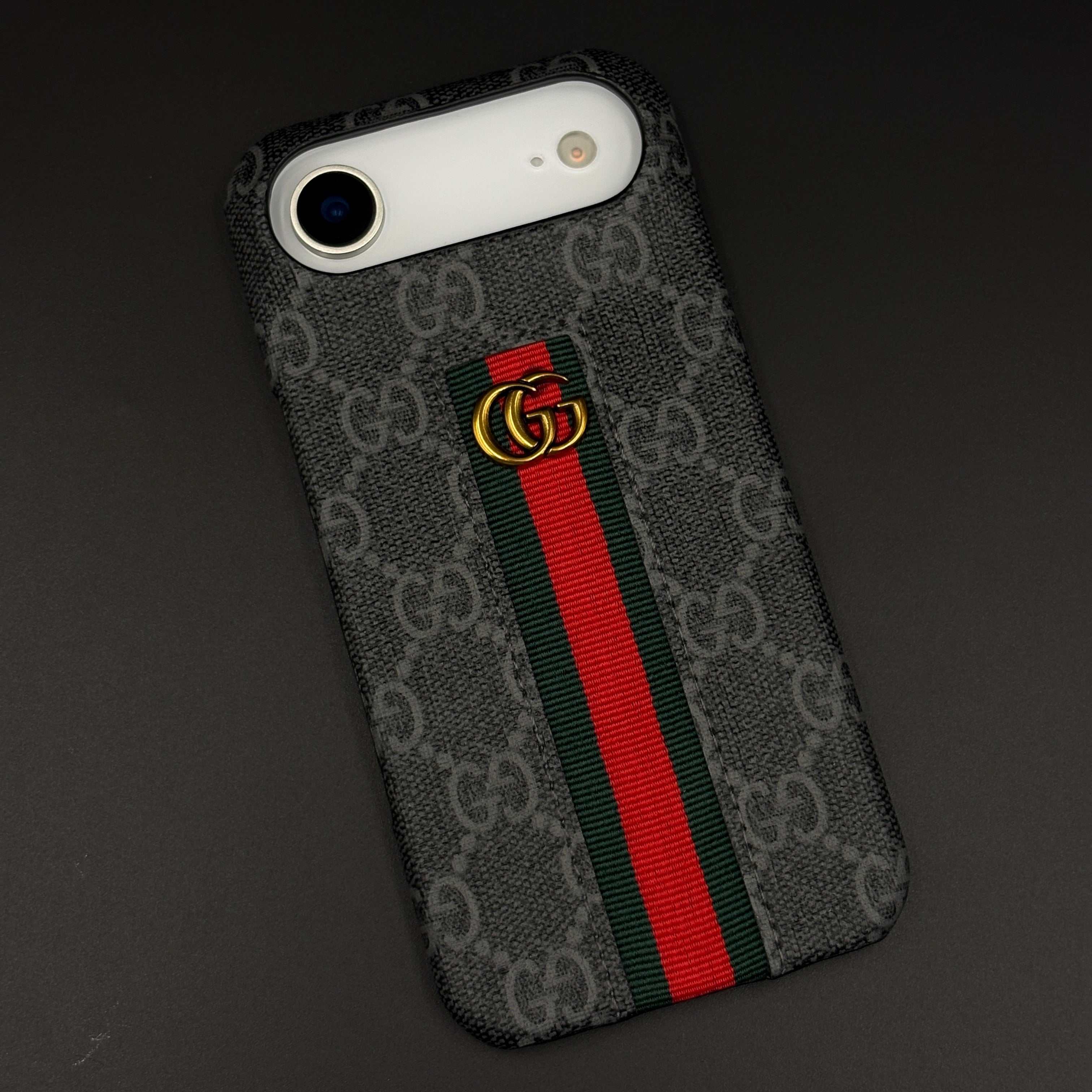 GG Embossed Stripe Black Case for iPhone 17 Air | Classic Monogram Premium Designer Cover