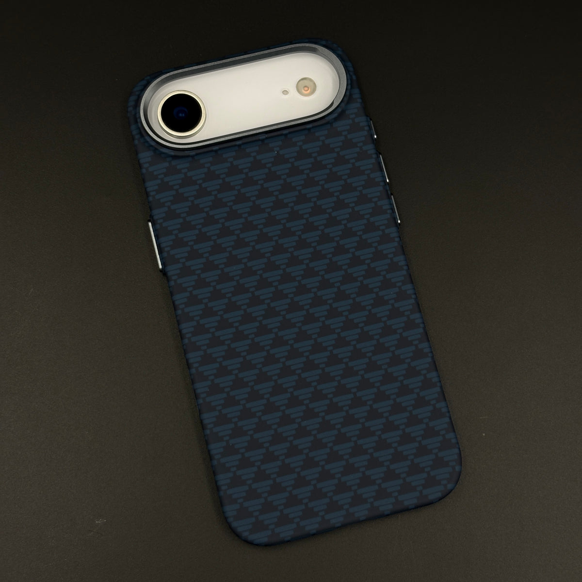 Blue Geometric Slim Mobile Case Cover for iPhone 17 Air | Rare Aramid Texture Finish | Real Carbon Fibre Feel | Hidden MagSafe