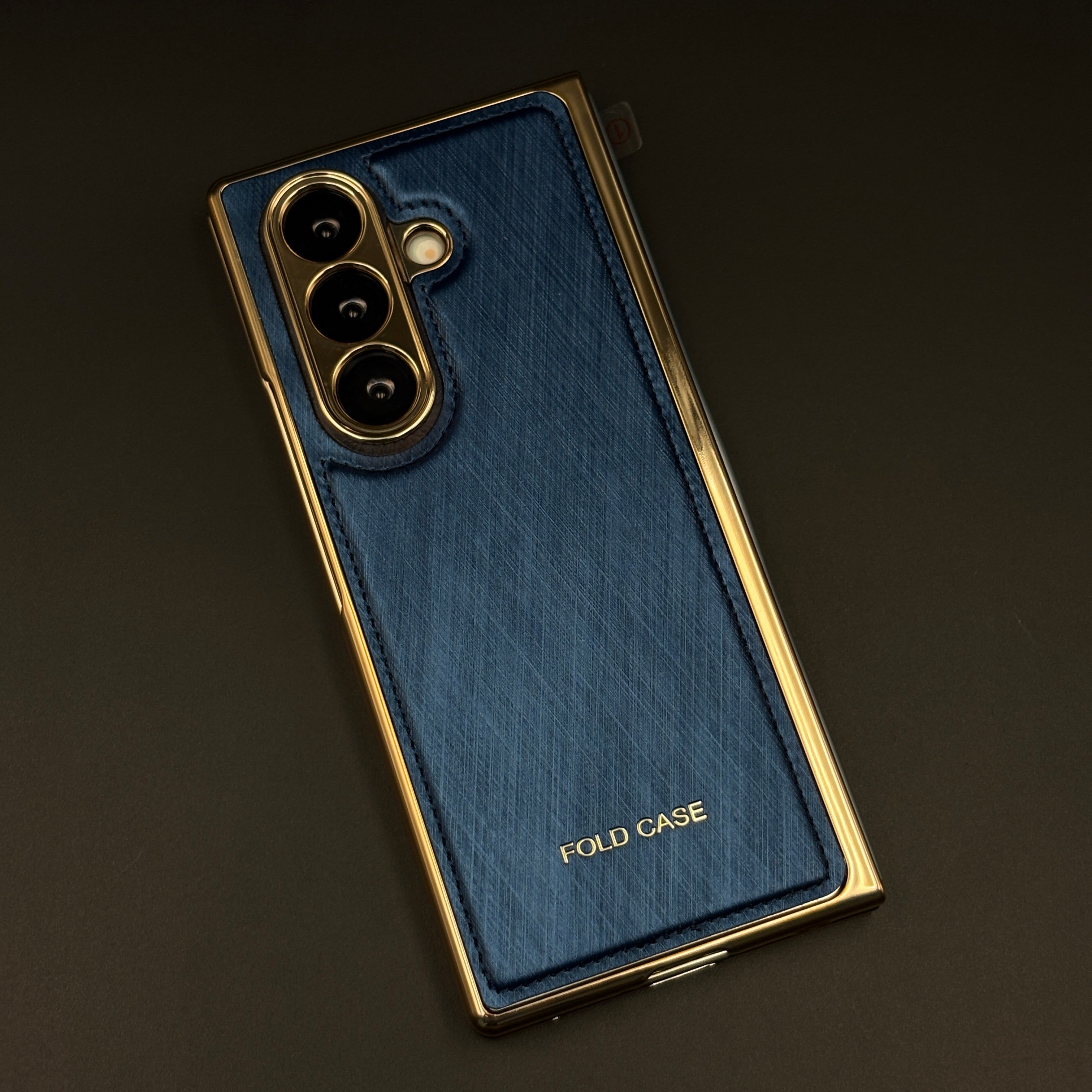 Luxury Leather Chrome Frame Mobile Case Cover for Samsung Galaxy Z Fold 7 | Front Screen Protector