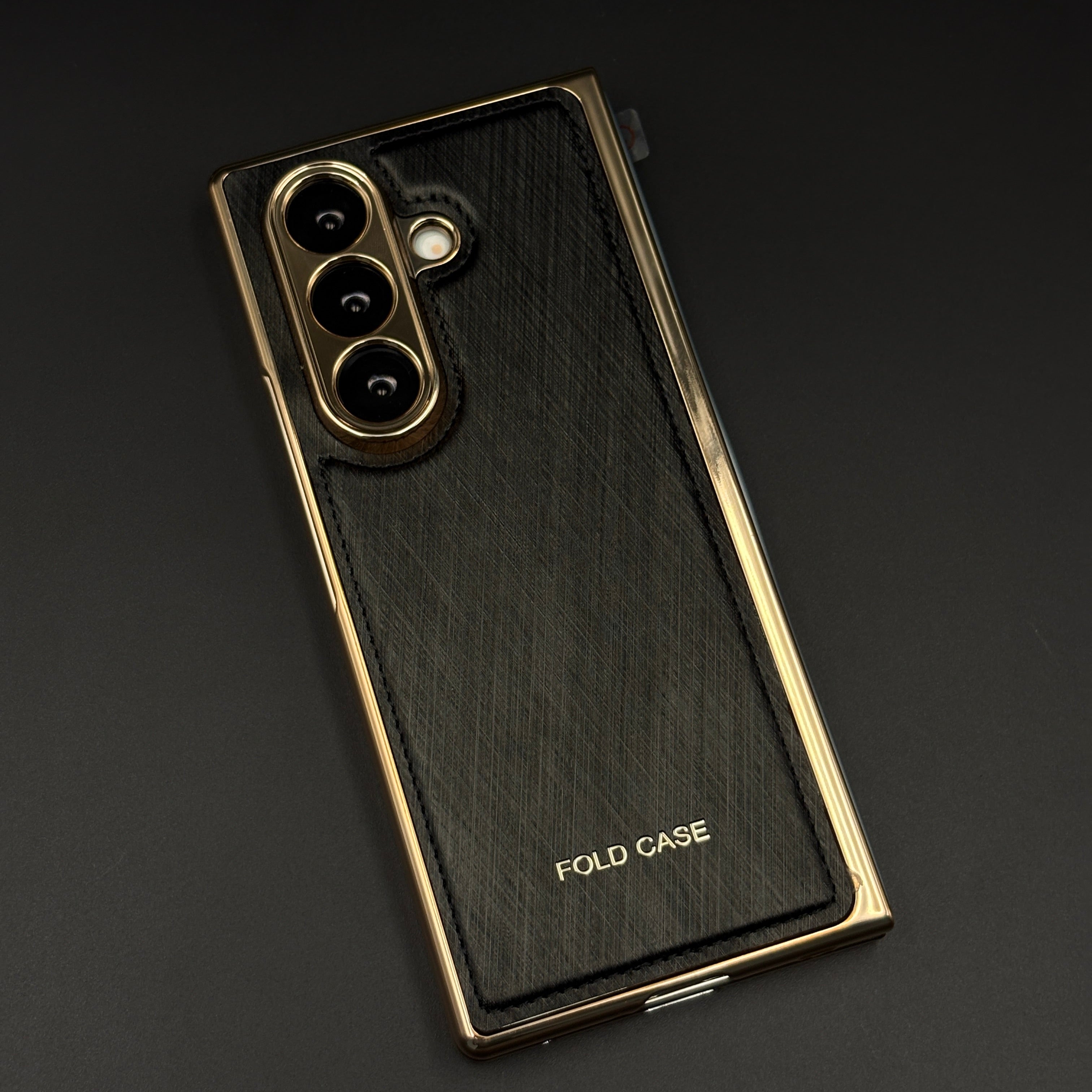 Luxury Leather Chrome Frame Mobile Case Cover for Samsung Galaxy Z Fold 7 | Front Screen Protector