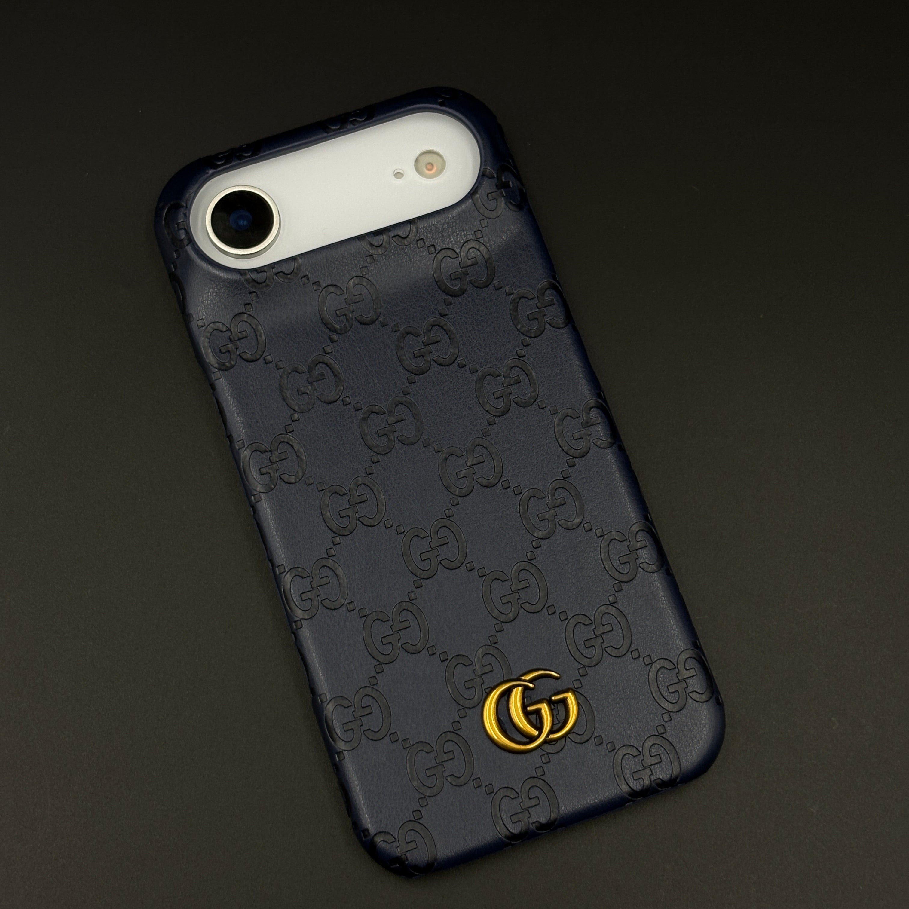 Luxury GG Monogram Leather Mobile Case Cover for iPhone 17 Air | Premium Embossed Monogram | Slim Fit
