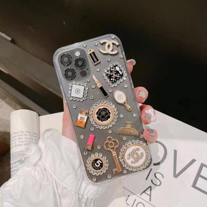iPhone 15 Series CC Make Up Diamond TPU Transparent Case Cover