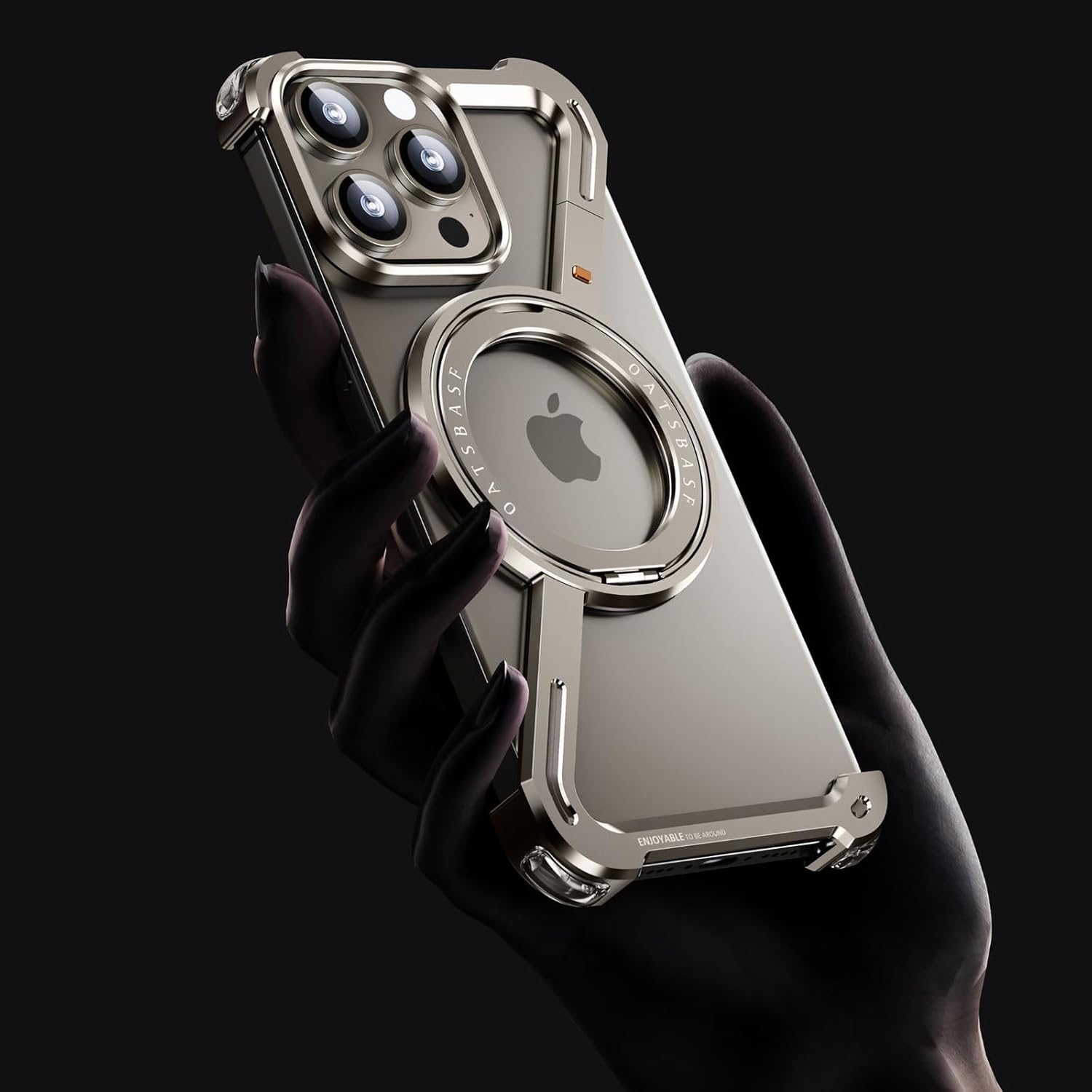 Z-Shape Aluminum Metal Rotating Stand Case for iPhone 16 Series | MagSafe Compatible | Industrial Luxe Design