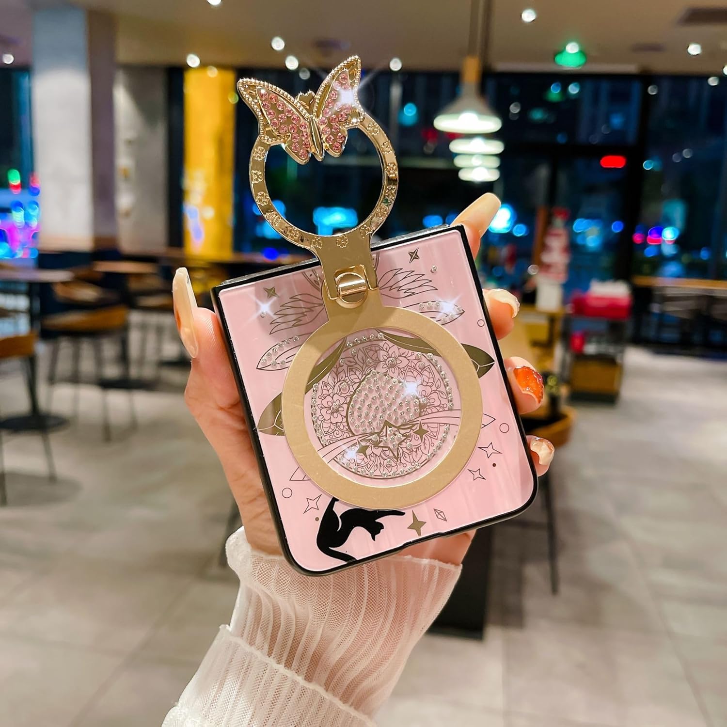 Samsung Galaxy Z Flip 6 3D Rhinestone Diamond Butterfly Case With Magsafe And Stand