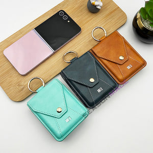 Samsung Galaxy Z Flip 5 PU Leather Fancy Wallet Case Cover With Metal Ring Holder