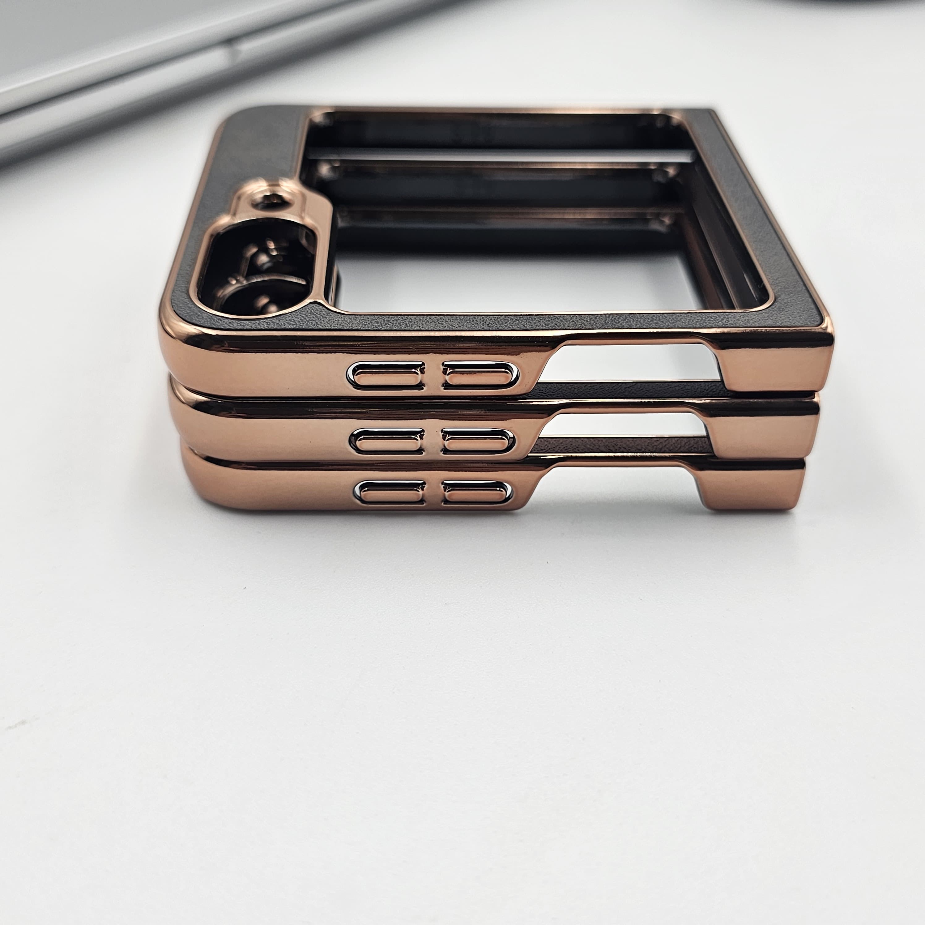 Samsung Galaxy Z Flip 5 Gold Electroplated Luxury Leather Case