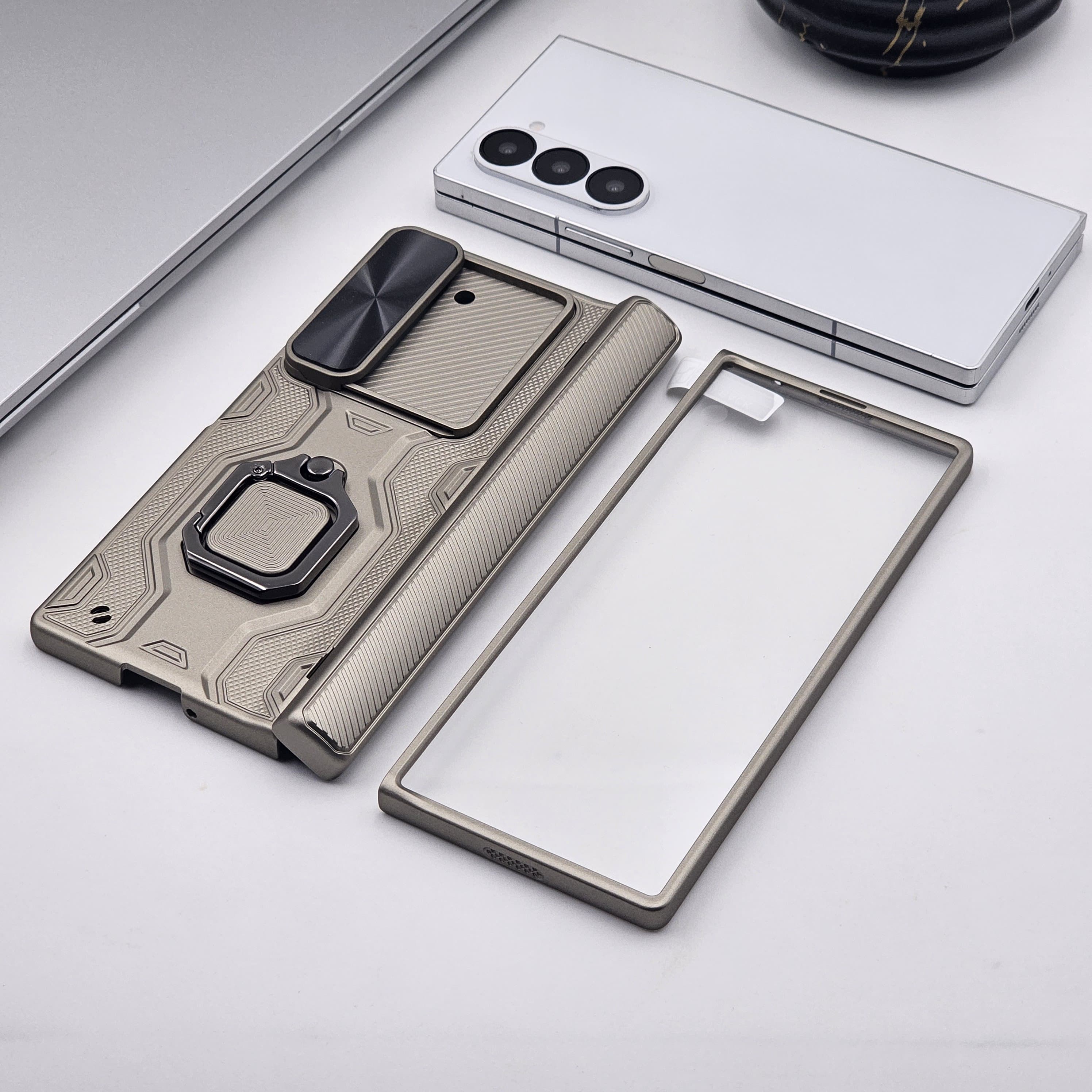 Samsung Galaxy Z Fold 6 Magnetic Hinge Protection Pen Holder Armor Case