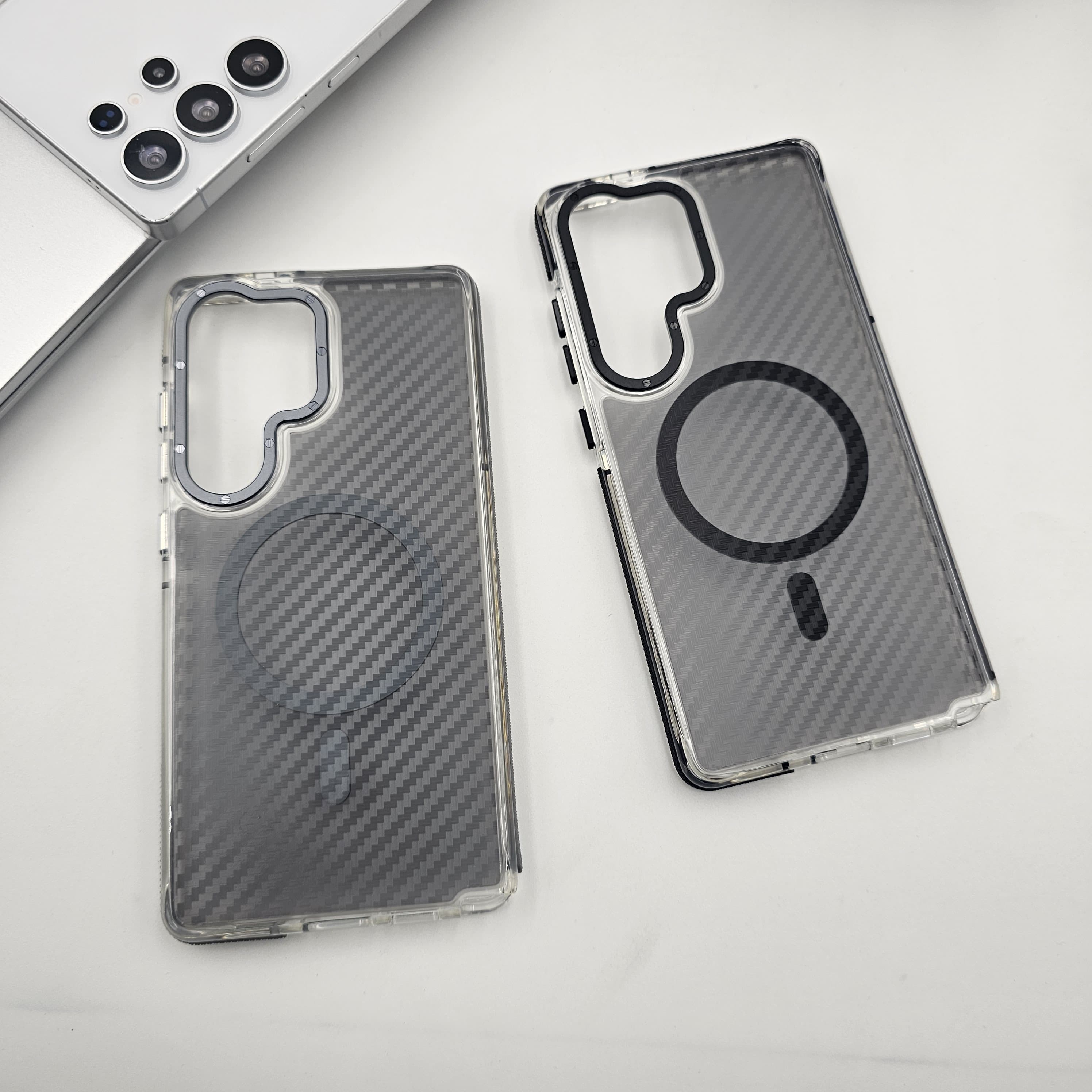 Carbon Fibre Matte MagSafe Case for Samsung Galaxy S25 Ultra | Smokey Finish Protection