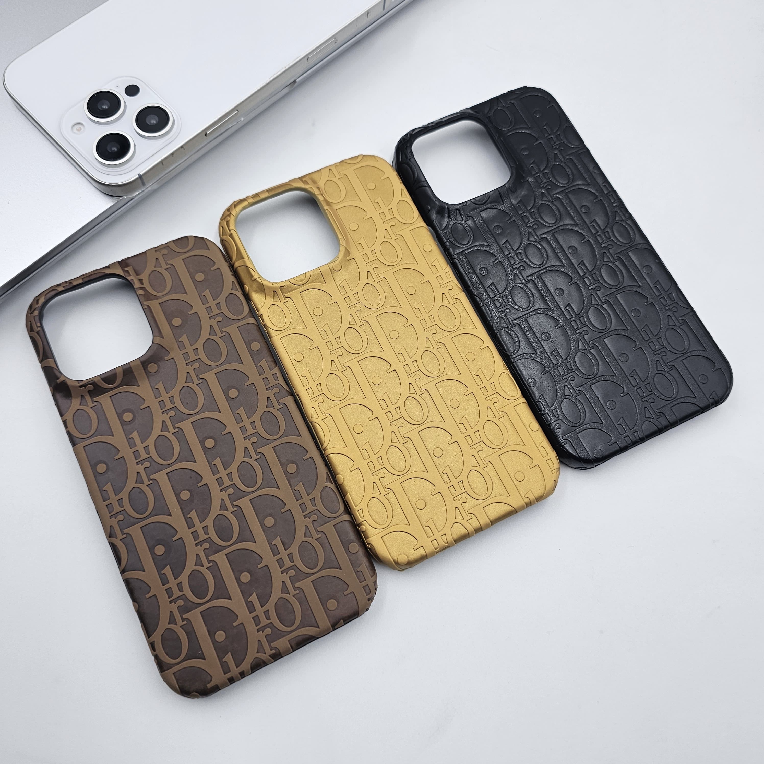 iPhone Luxury Brand CD Embossed Leather Case