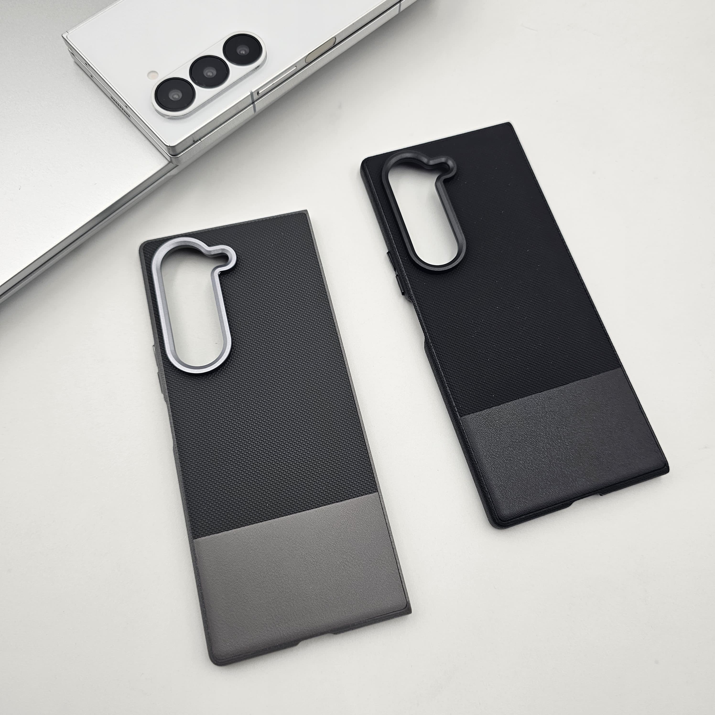 Samsung Galaxy Z Fold 6 Dotted Feel Leather Dual Shade Metal Camera Protection Case