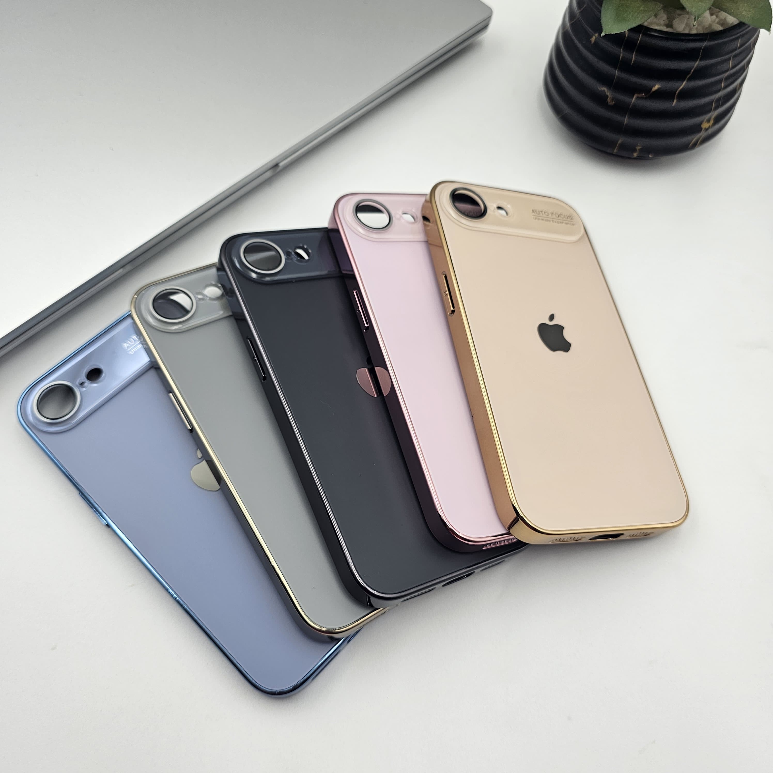 iPhone 16E Luxury Backplane Glass Chromatic Lens Shield Case Cover
