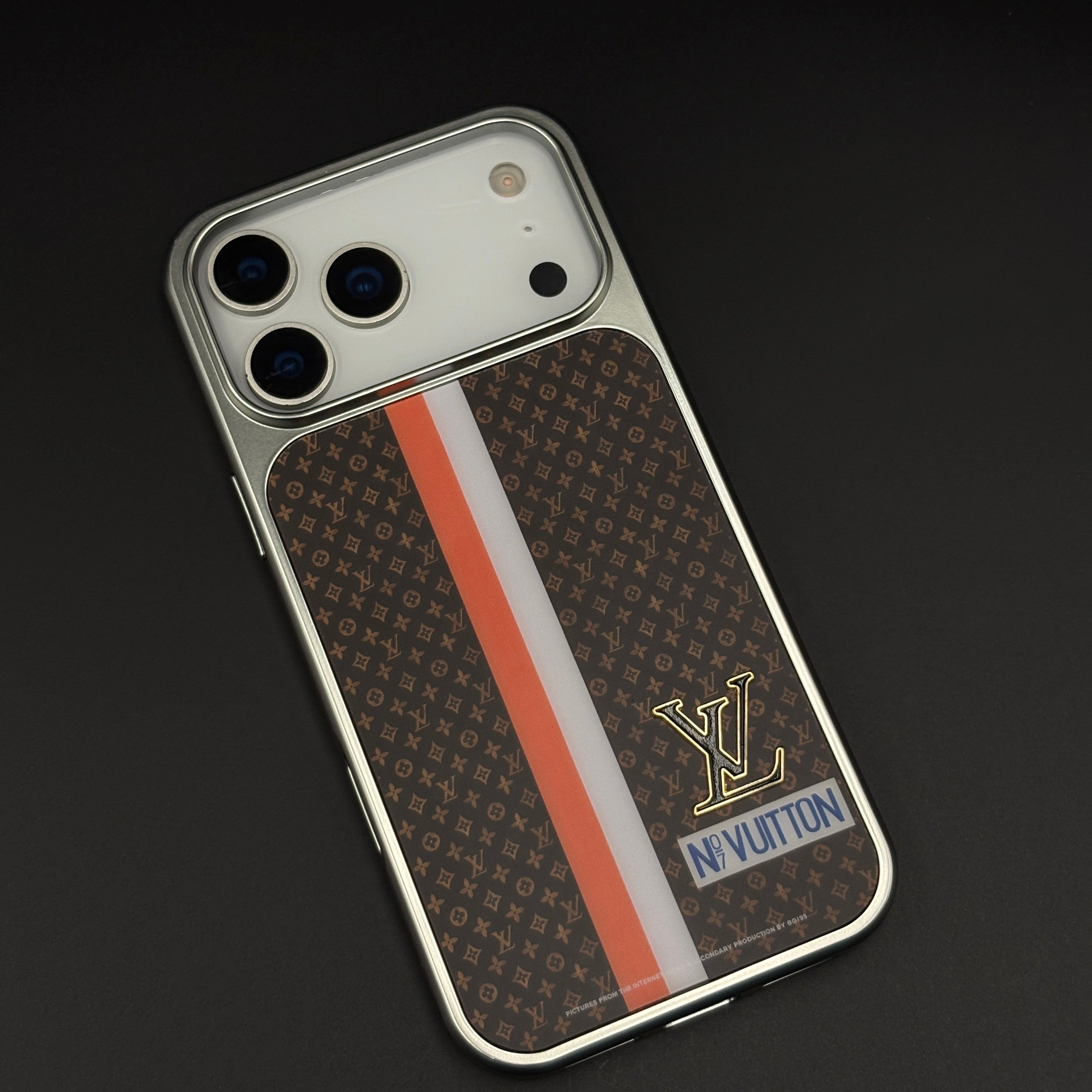Luxury Fashion Stripe Monogram Metal Style Frame Case Cover for iPhone 17 Series