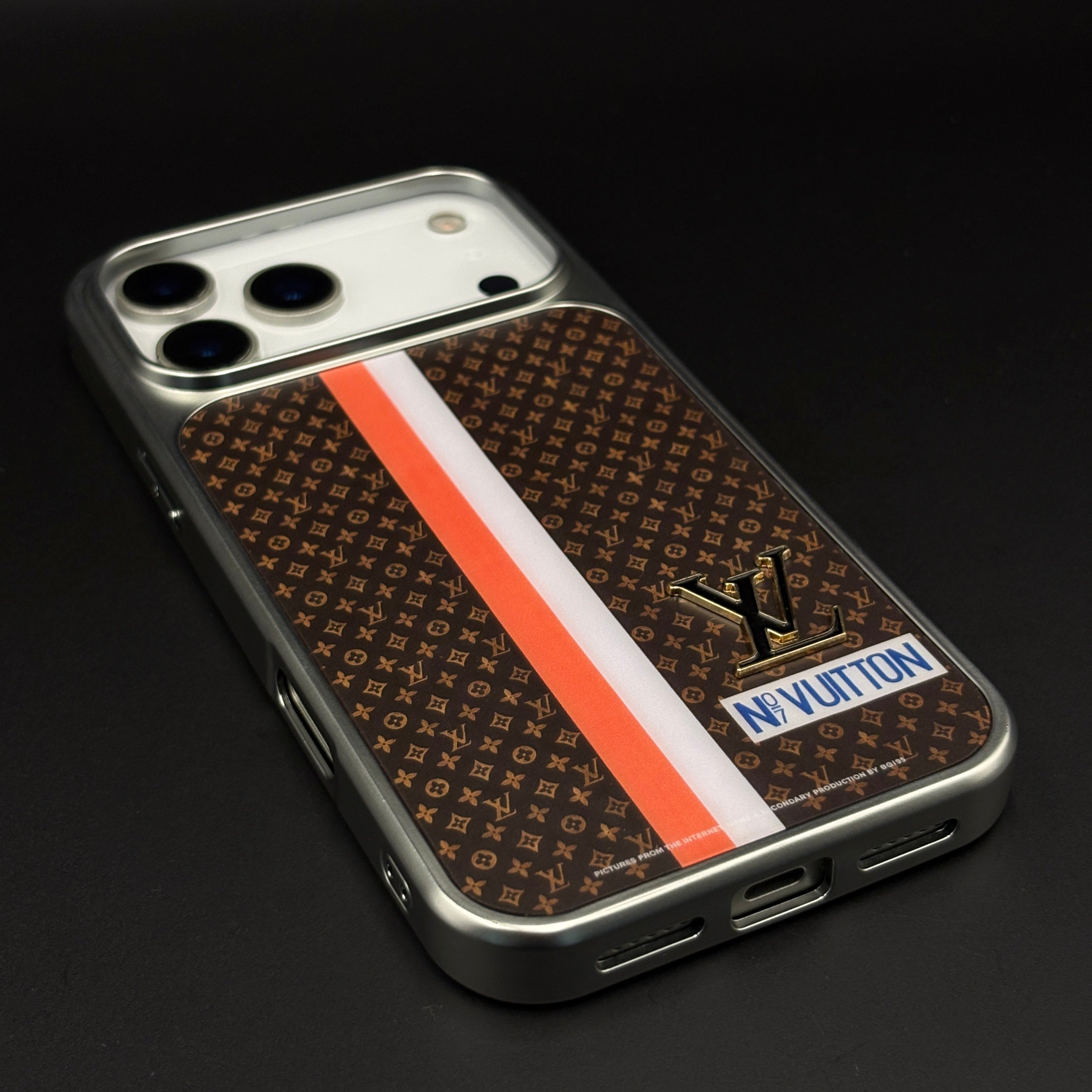 Luxury Fashion Stripe Monogram Metal Style Frame Case Cover for iPhone 17 Series