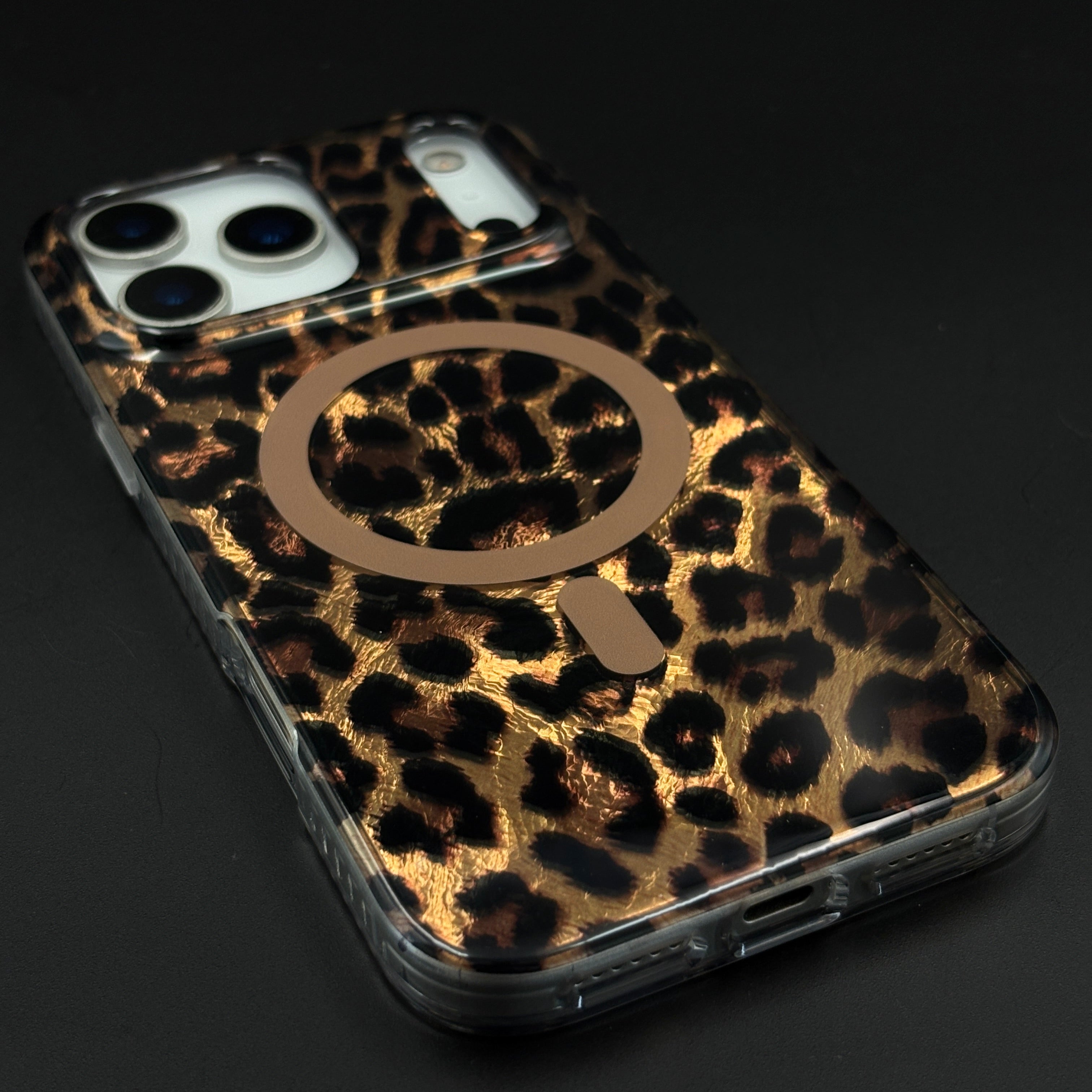 Golden Wild Leopard Pattern MagSafe Mobile Case Cover for iPhone 17 Series