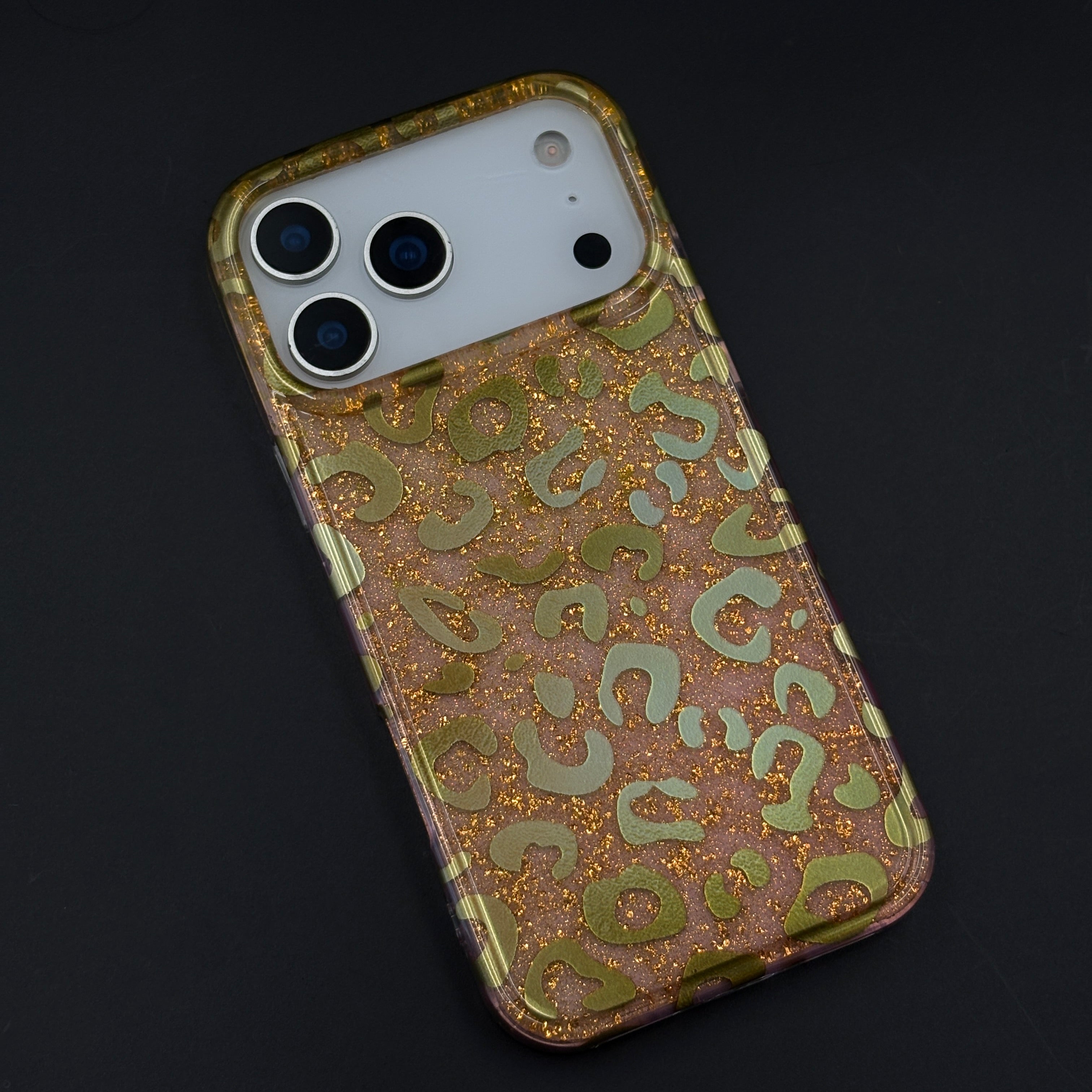 Golden Glitter Leopard Protective Mobile Case Cover for iPhone 17 Series