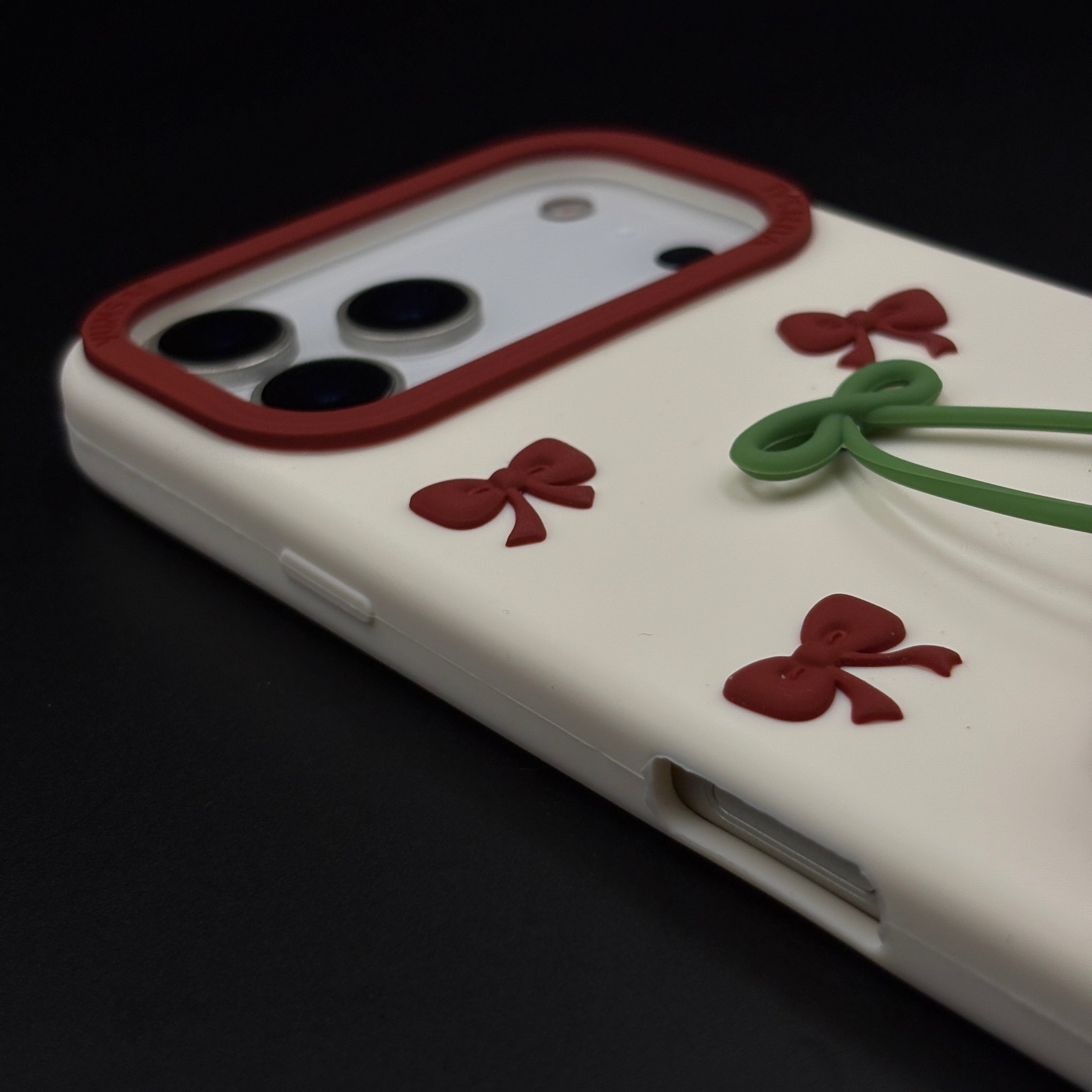 Silk Feel Cherry Silicone Phone Case Cover for iPhone 17 Series | 3D Fruit Pattern Soft Cover