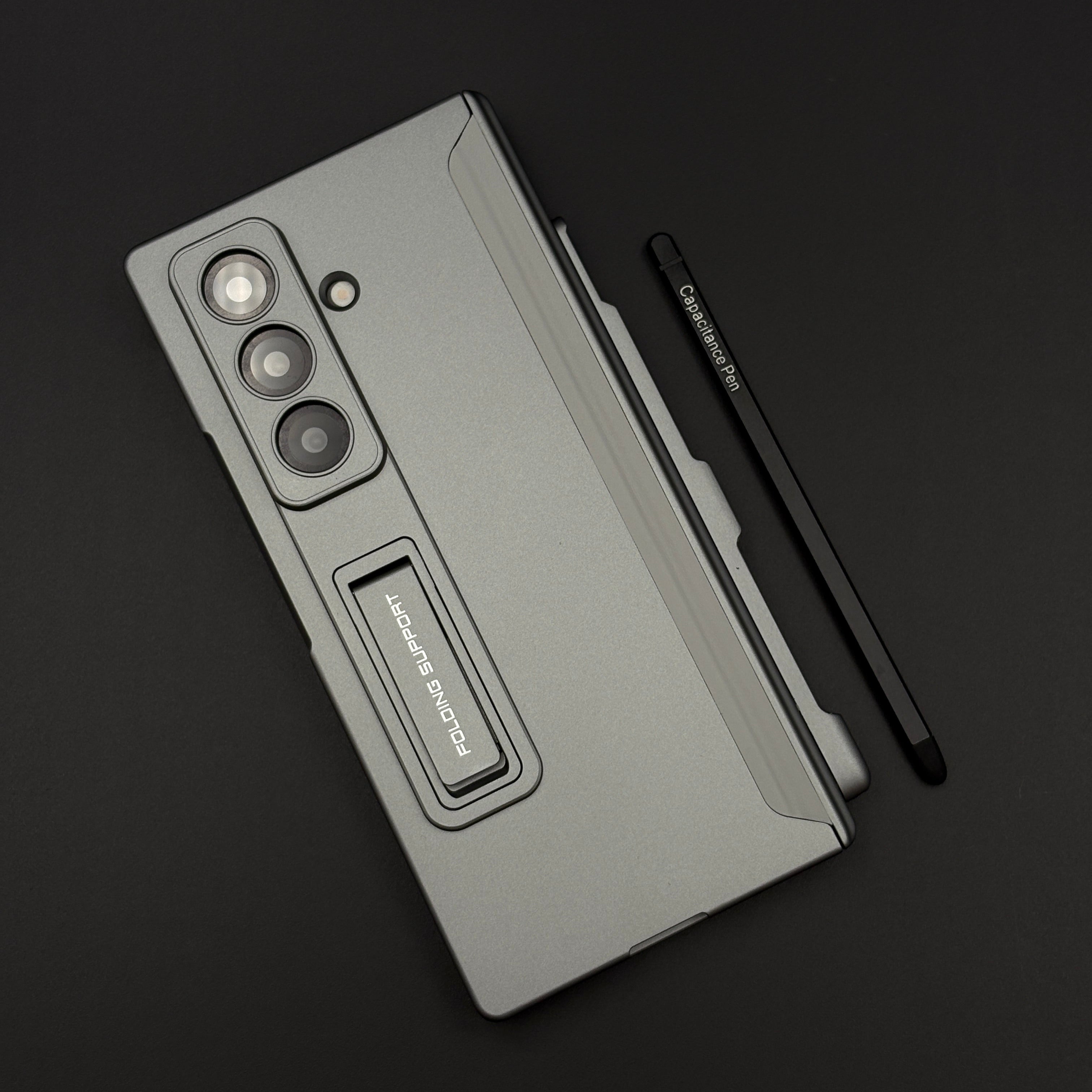 Matte Case with Hinge Protection Phone Case Cover for Samsung Galaxy Z Fold 7 | Kickstand & Pen with Holder