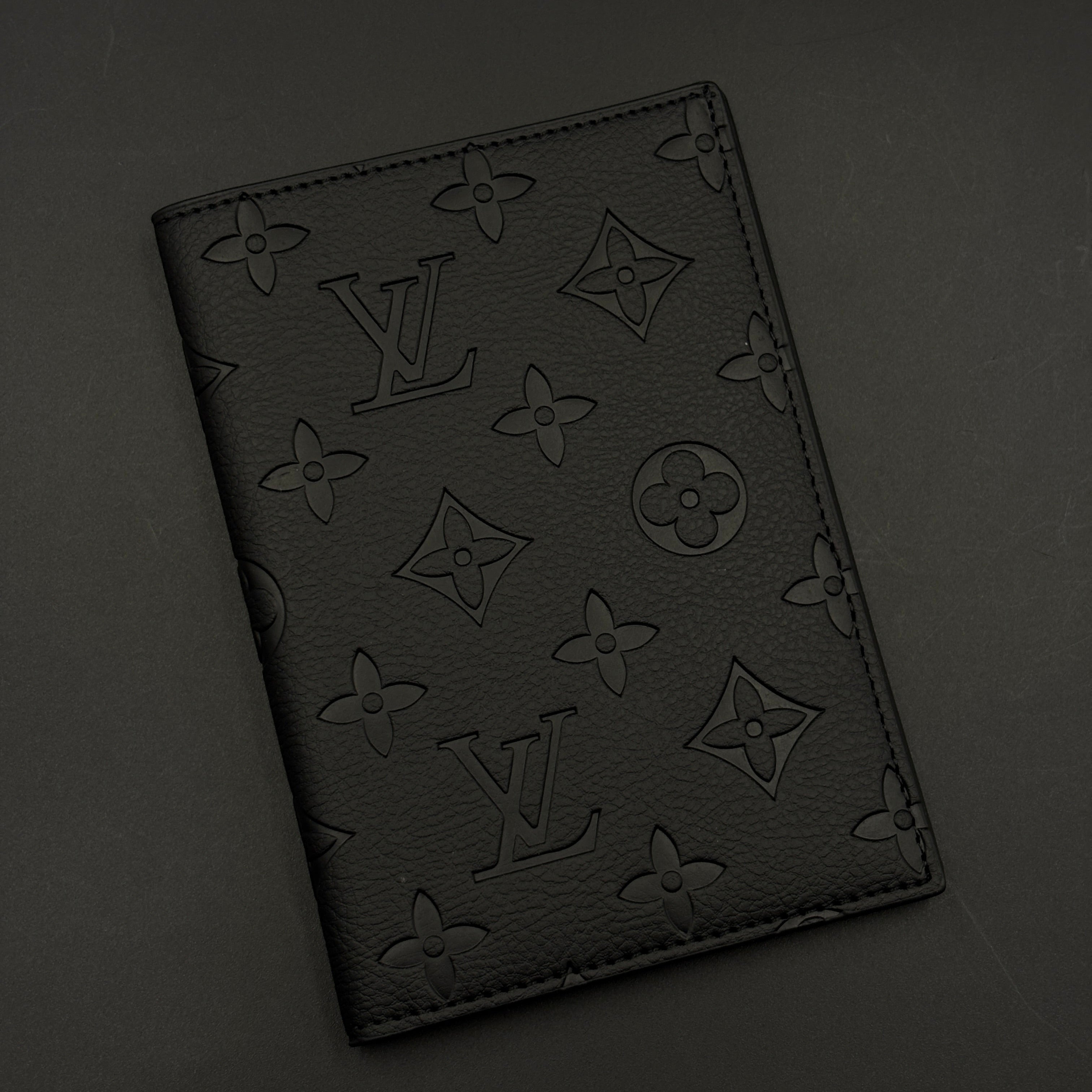 Luxury Black Embossed Passport Case Cover with Card Slots for Travel with Box