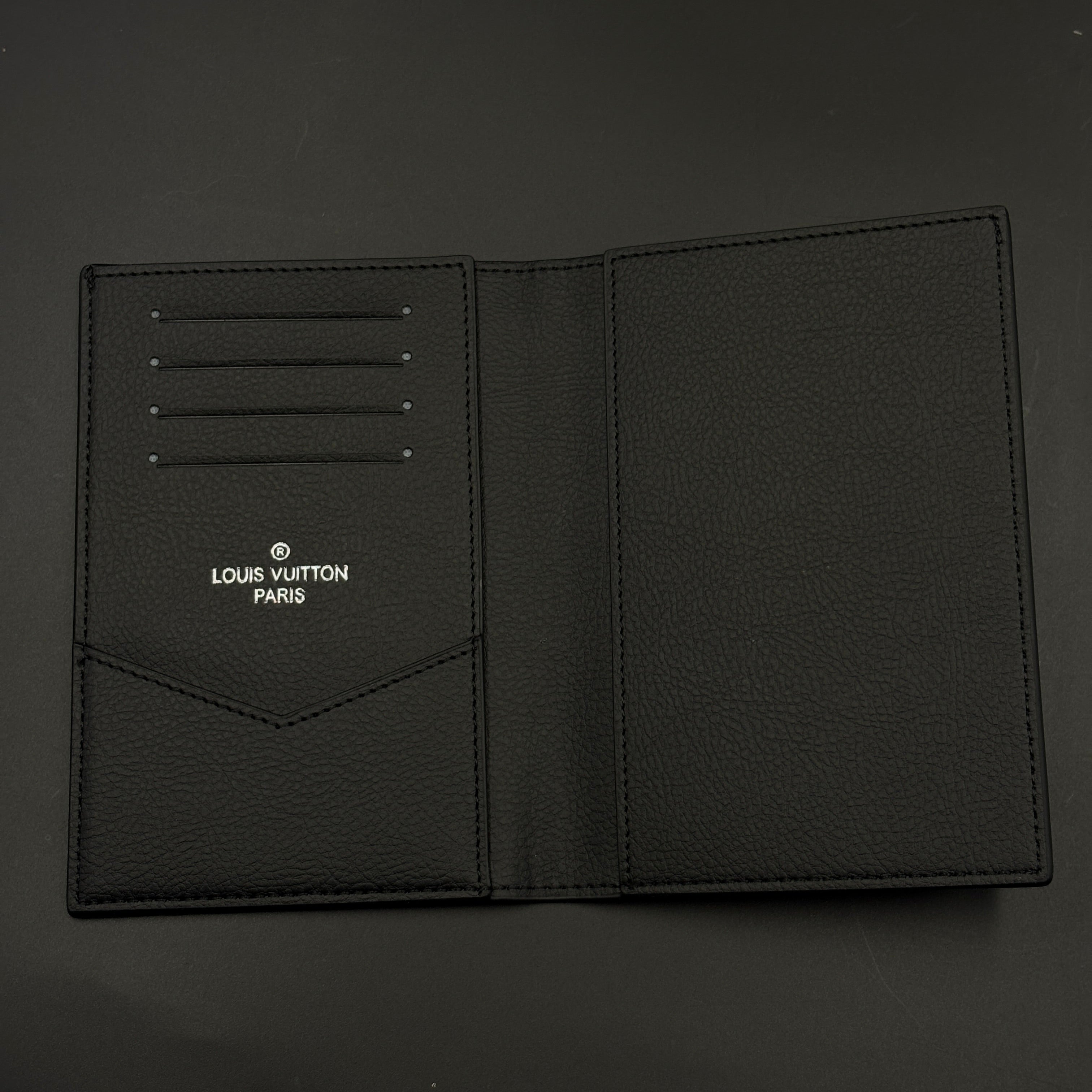 Luxury Black Embossed Passport Case Cover with Card Slots for Travel with Box