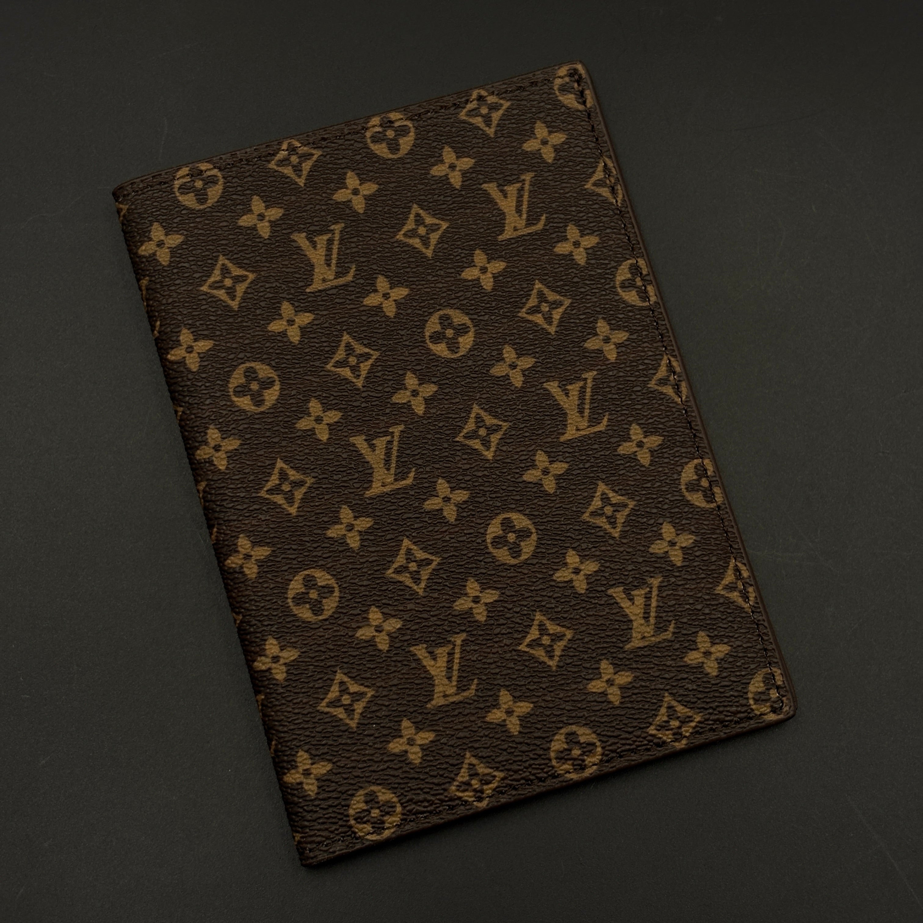 Luxury Brown Monogram Passport Holder Case with Slim Travel Cover with Box