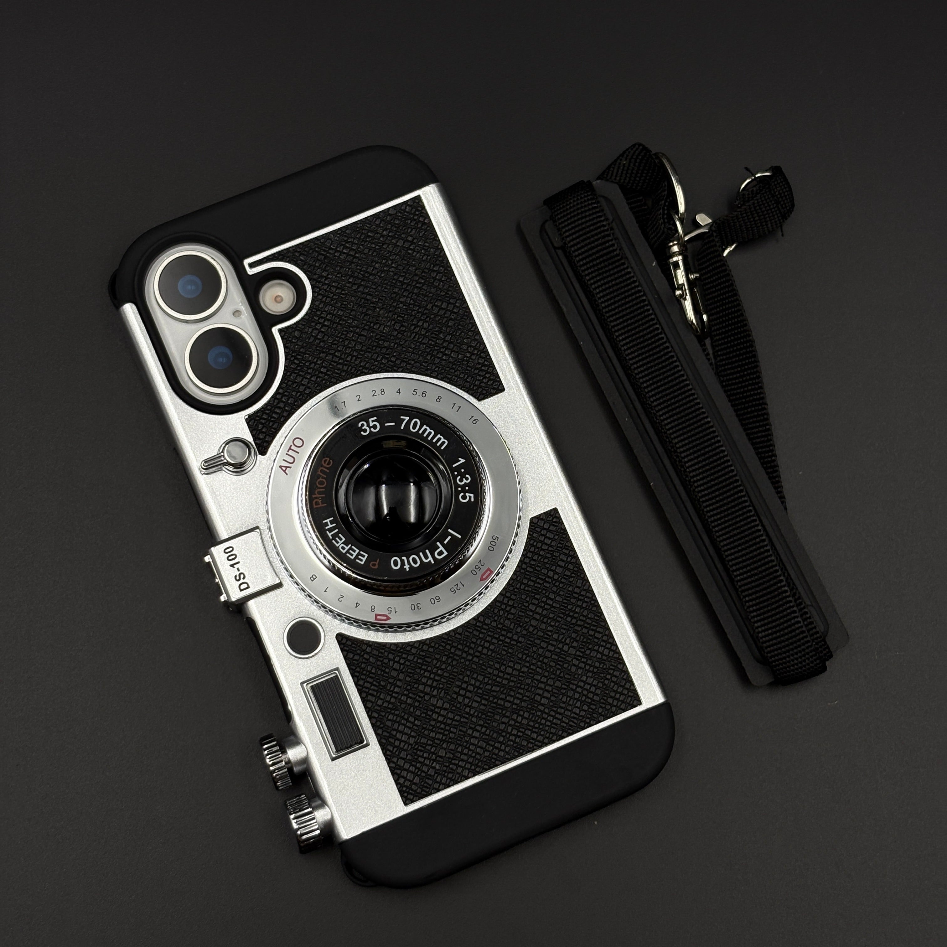3D Vintage Camera Phone Case Cover for iPhone 17 | Retro Designer | Detachable Sling