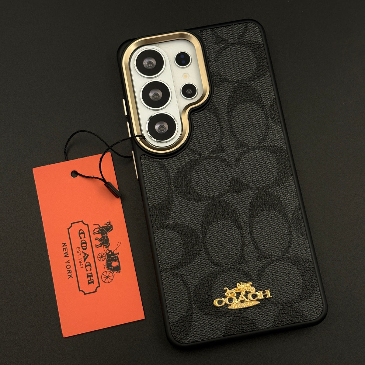 CC Luxe Heritage Monogram Case for Samsung Galaxy S26 Ultra with Gold Accent