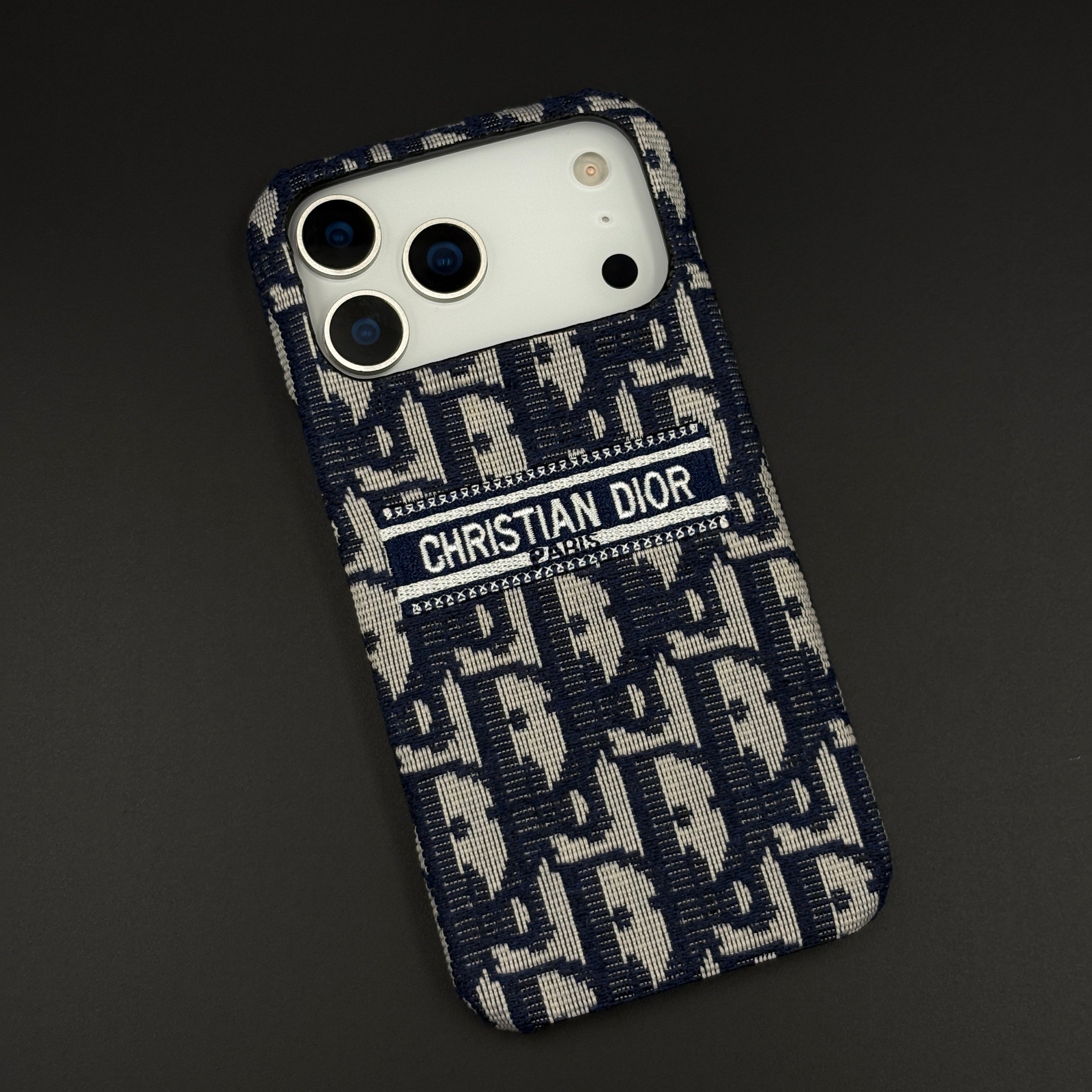 Embroidered Designer Fabric CD Case for iPhone 17 Series | Sophisticated Slim Cover