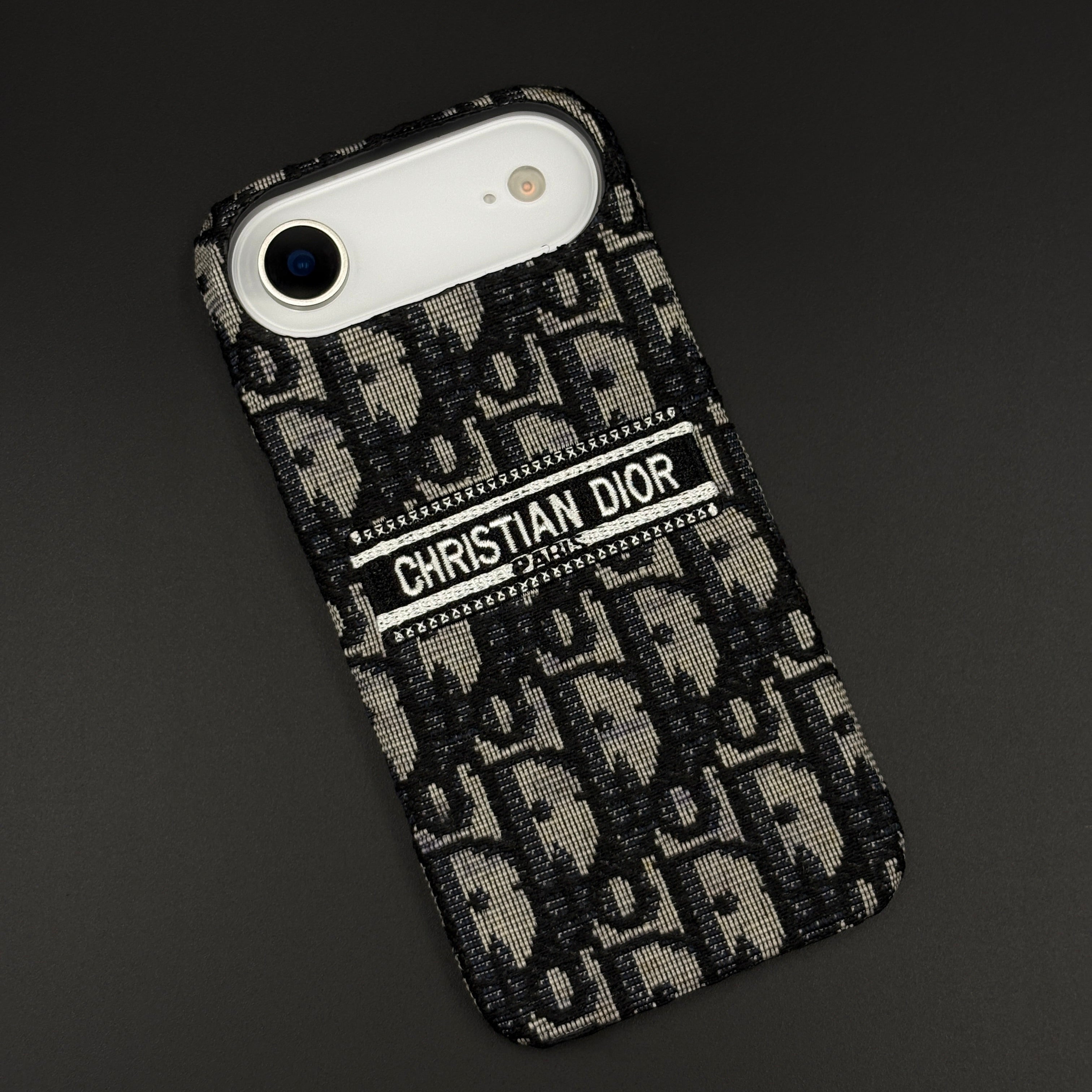 Embroidered Designer Fabric CD Case for iPhone 17 Air | Sophisticated Slim Cover