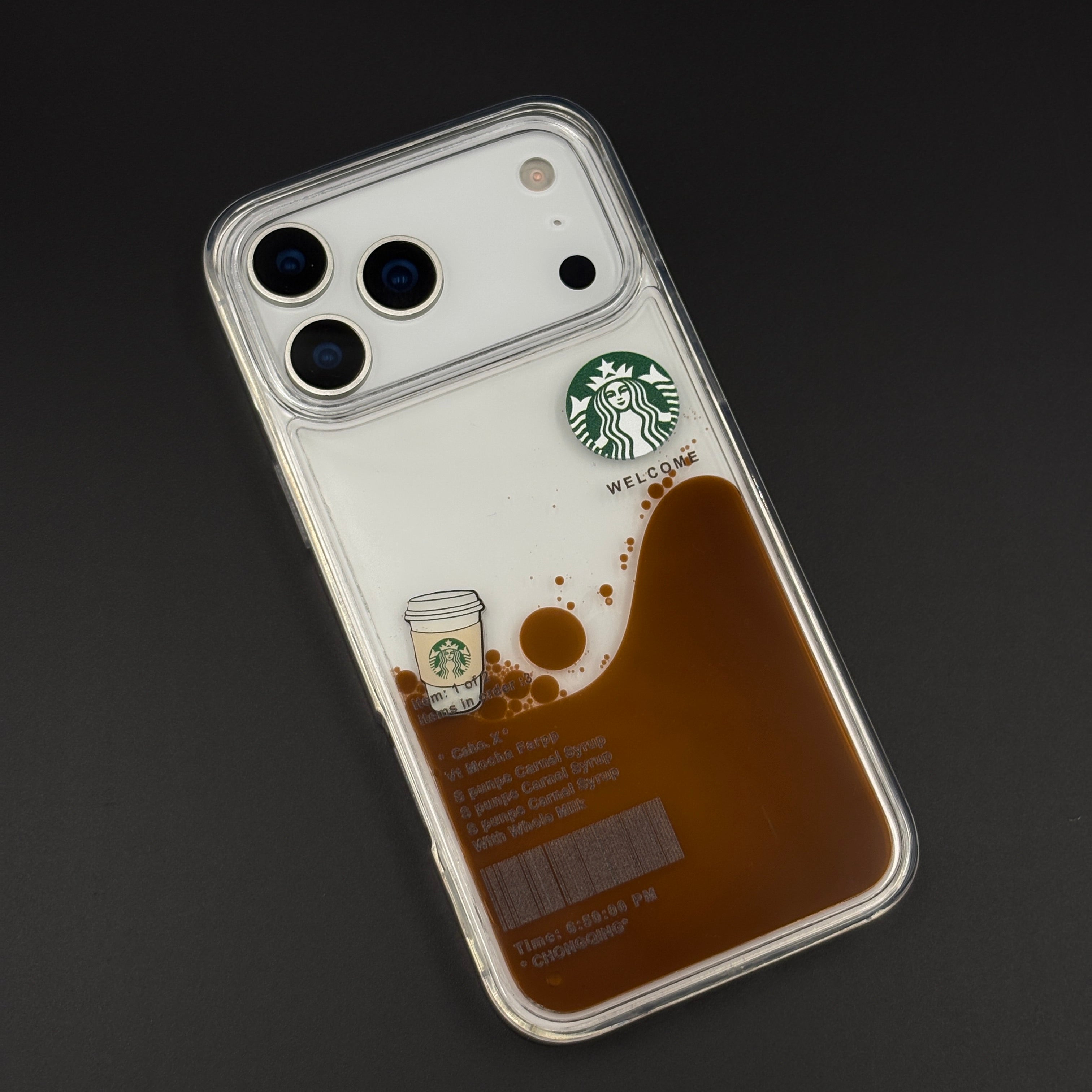 Starbucks Coffee Floating Liquid Cup TPU Case for iPhone 17 Series | Clear Shockproof Cover