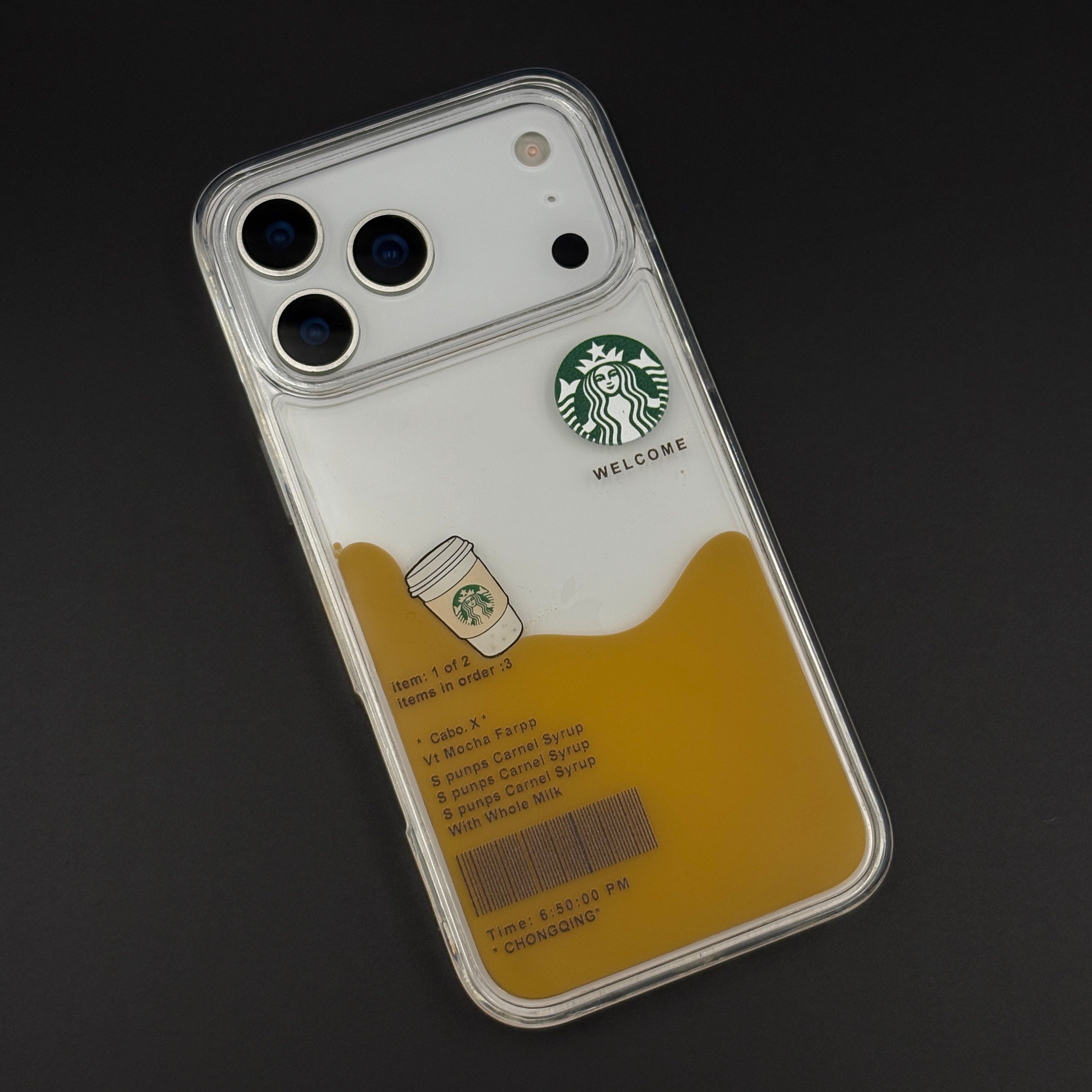 Starbucks Coffee Floating Liquid Cup TPU Case for iPhone 17 Series | Clear Shockproof Cover