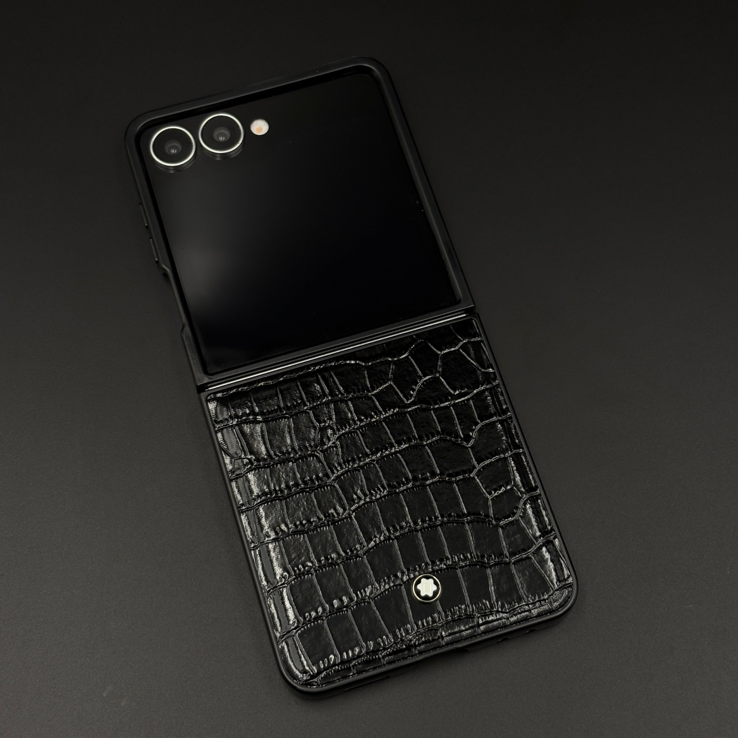 Luxury Brand MB Logo Case for Samsung Galaxy Z Flip 7 | Premium Textured Leather Edition