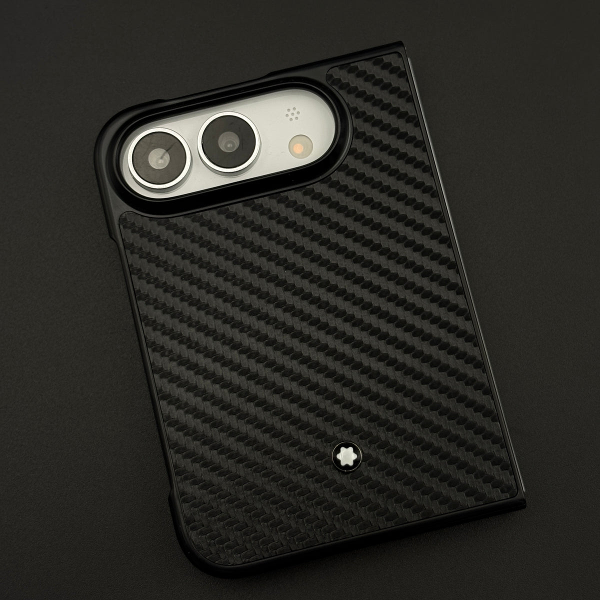 Carbon Fibre MB Logo Case for Apple iPhone Duo | Luxury Embossed Leather Protection