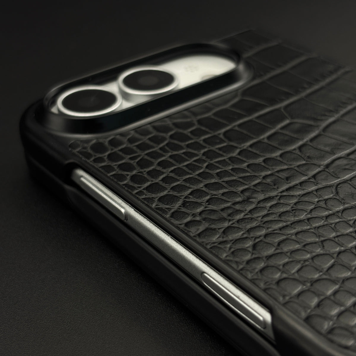 Croc Pattern MB Logo Case for Apple iPhone Duo | Luxury Embossed Leather Protection