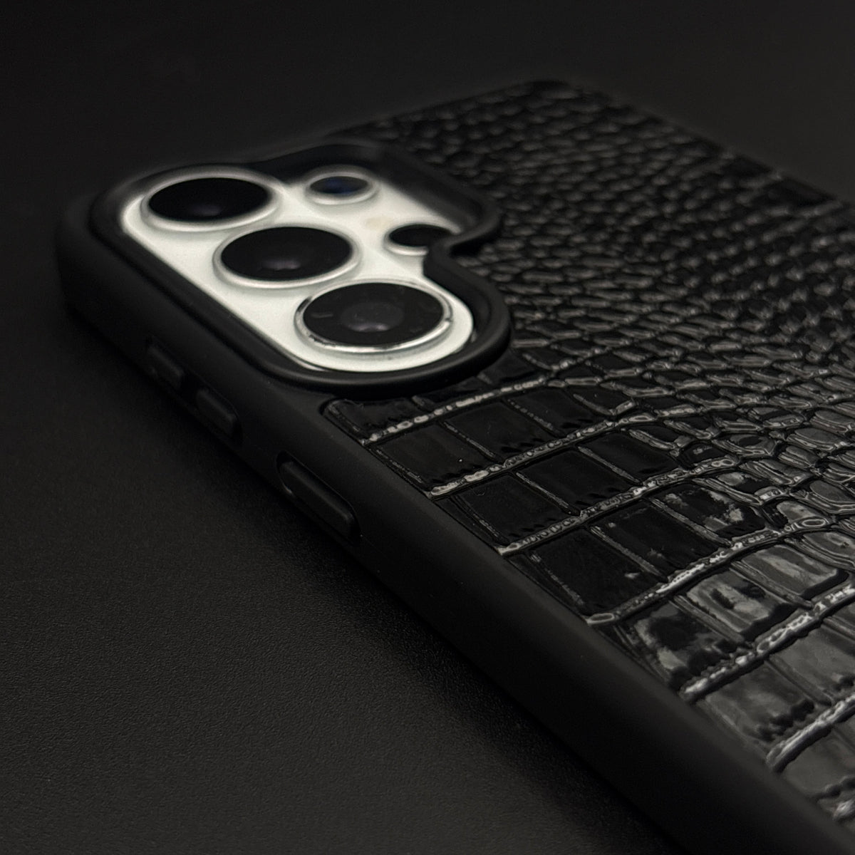 HMS Paris Croc-Embossed Leather Case with Crystal H Emblem for Samsung Galaxy S25 Ultra