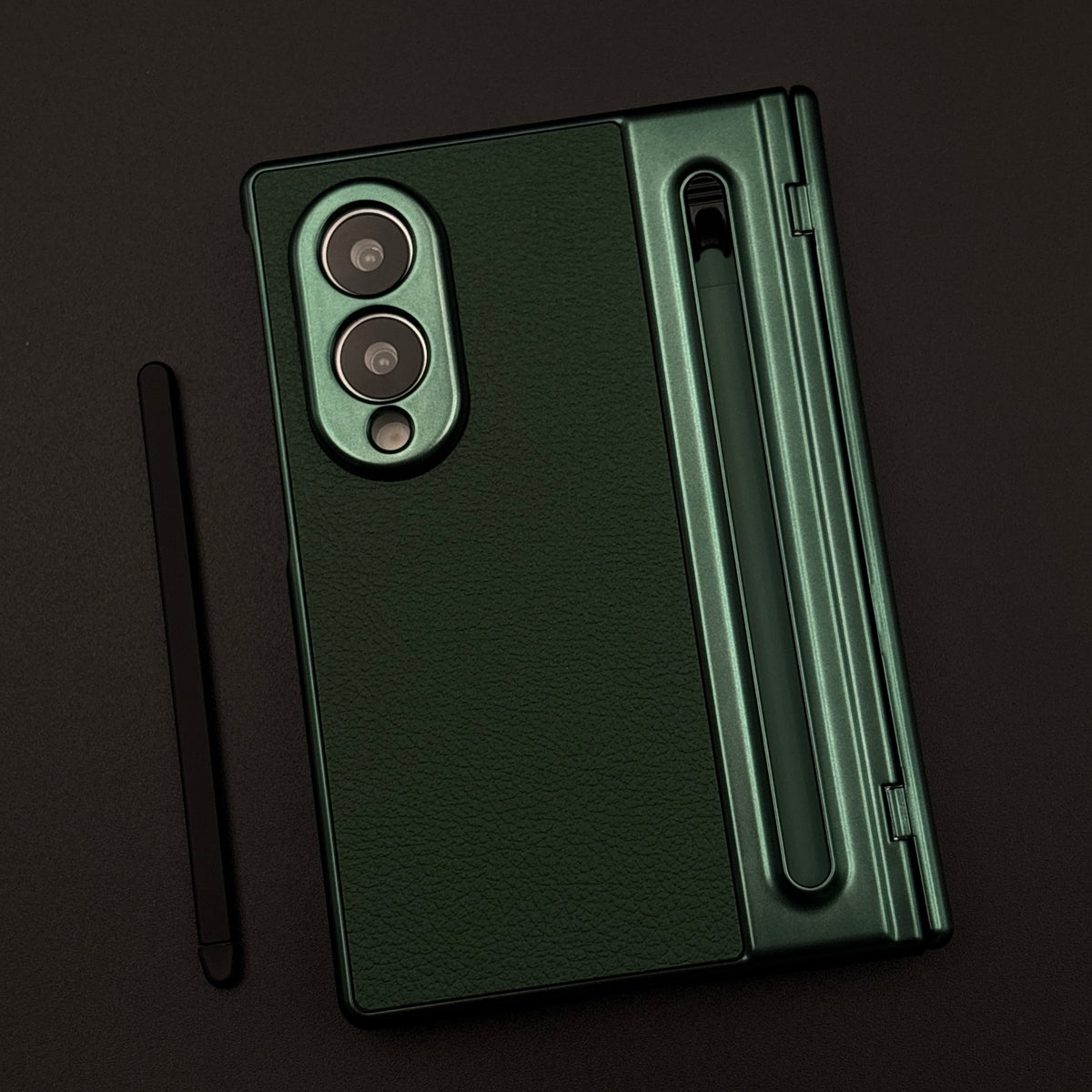 All-in-One Case | Leather Texture with Pen for Samsung Galaxy Z Fold 8 | Front Screen Protector & Side Hinge Protection