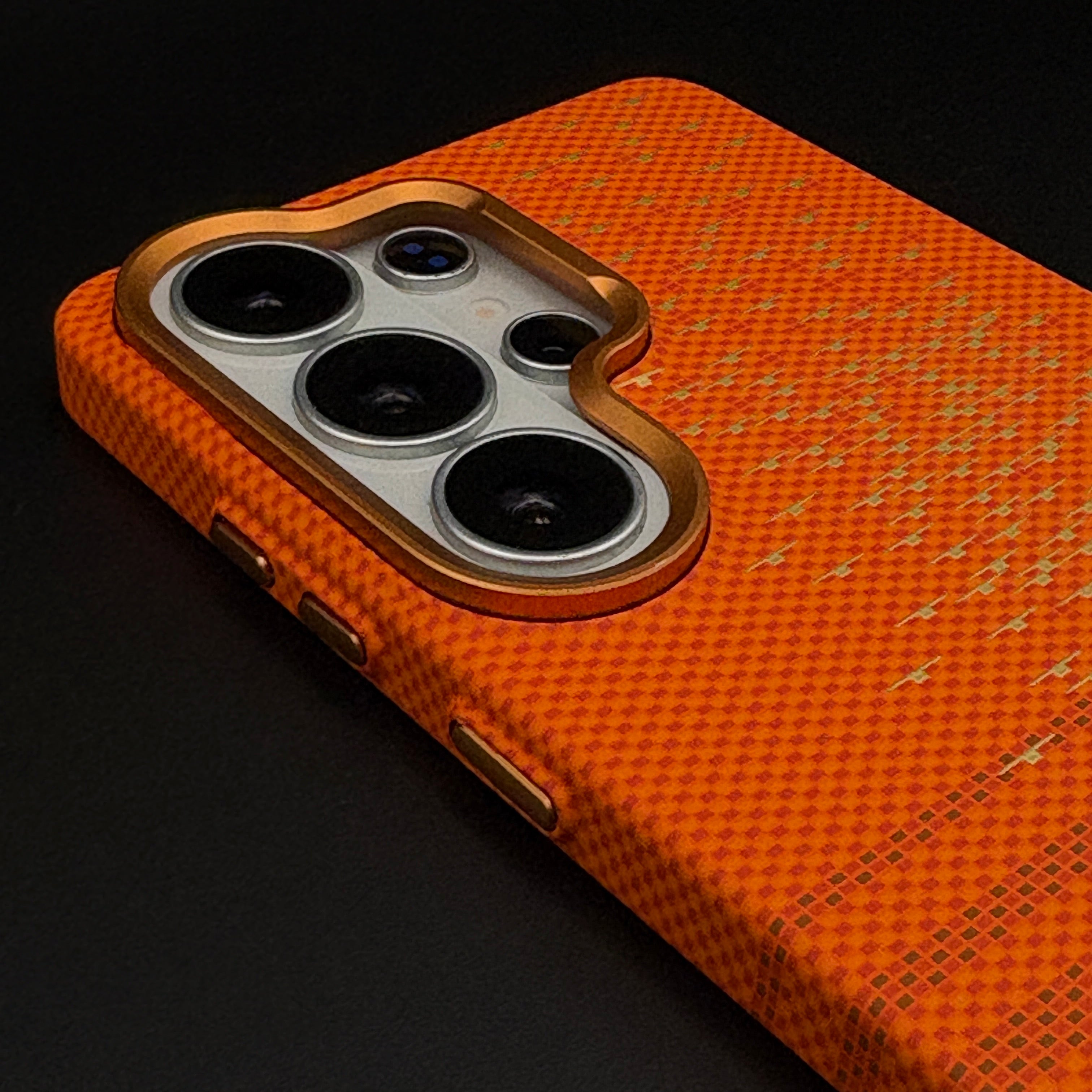 Burnt Sunset Grid Carbon Fiber Hidden MagSafe Case Cover for Samsung Galaxy S26 Ultra