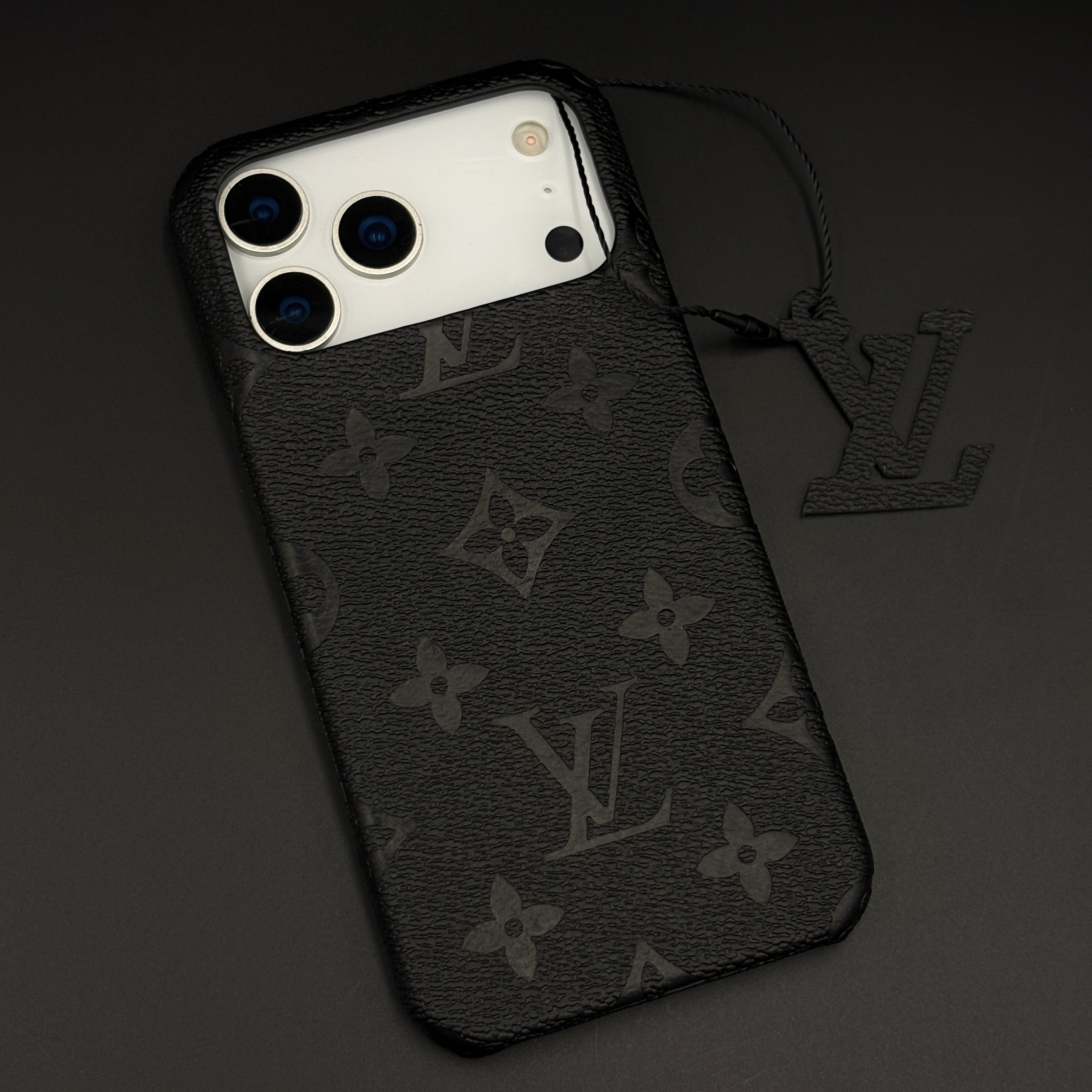 Luxury Branded Monogram Black Mobile Case Cover for iPhone 17 Series | Embossed Logo | Designer inspired