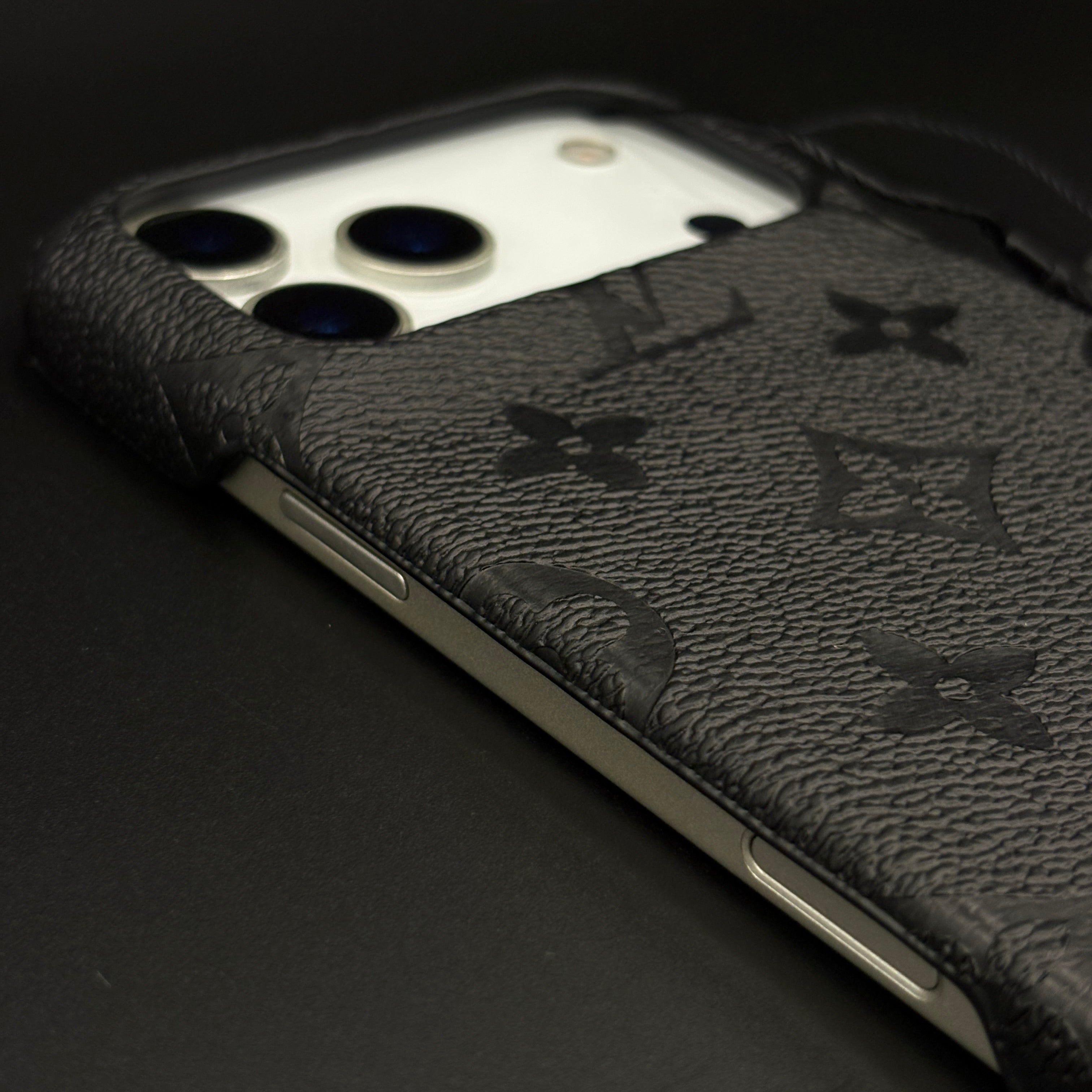 Luxury Branded Monogram Black Mobile Case Cover for iPhone 17 Series | Embossed Logo | Designer inspired