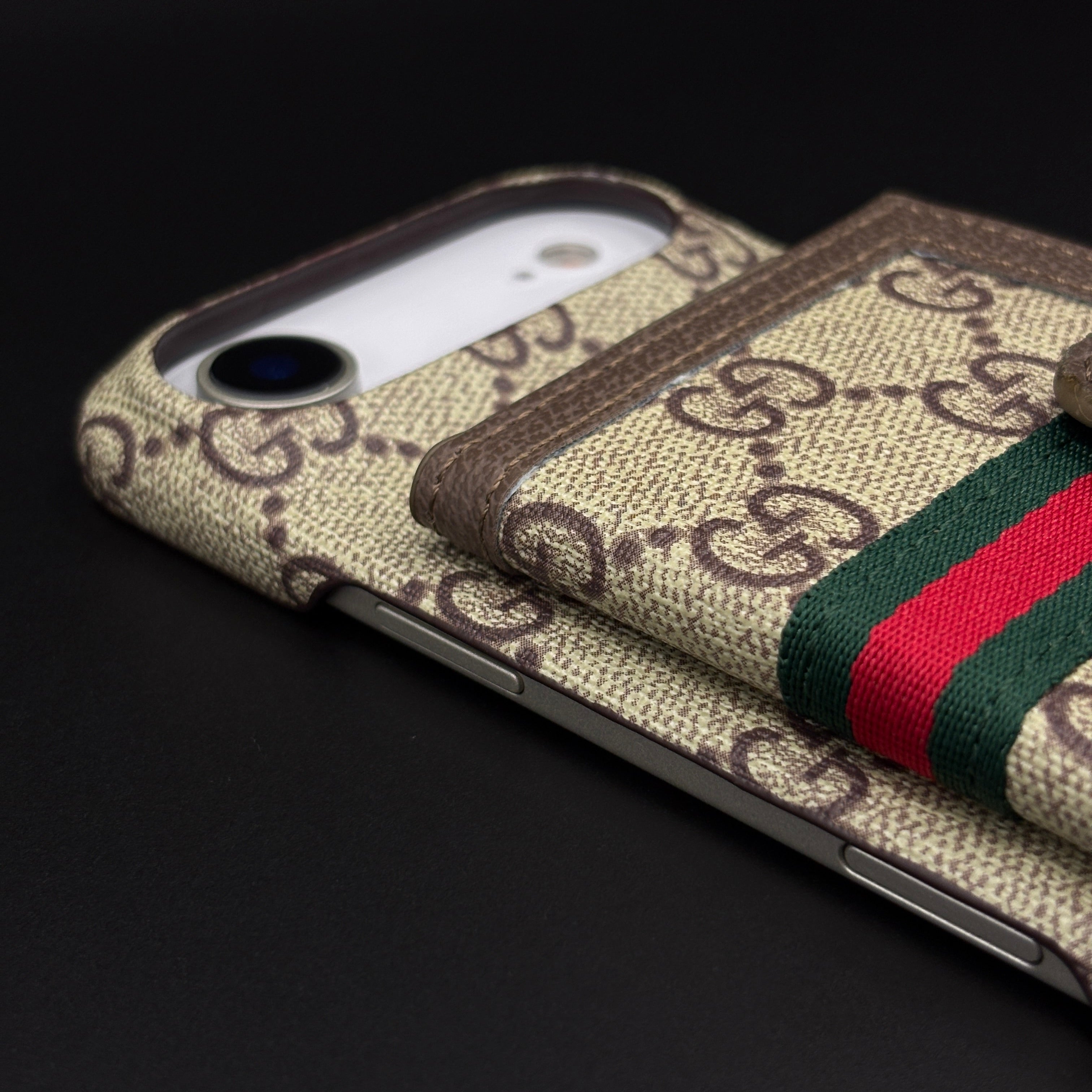 GG Monogram Cardholder Branded Mobile Case Cover for iPhone 17 Air | Slim Wallet | Fine PU Leather