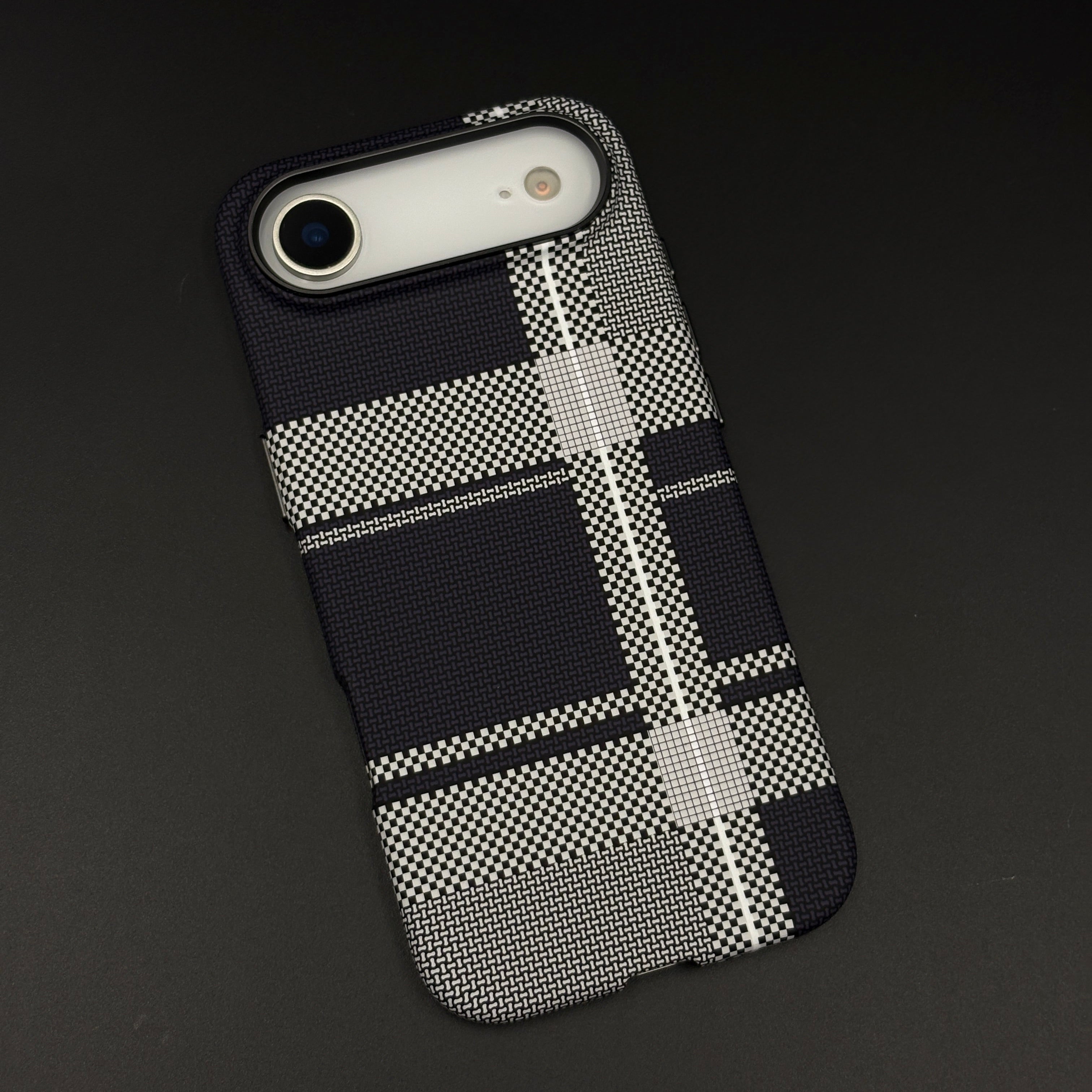 Striped White Slim Mobile Case Cover for iPhone 17 Air | Rare Aramid Texture Finish | Real Carbon Fibre Feel | Hidden MagSafe