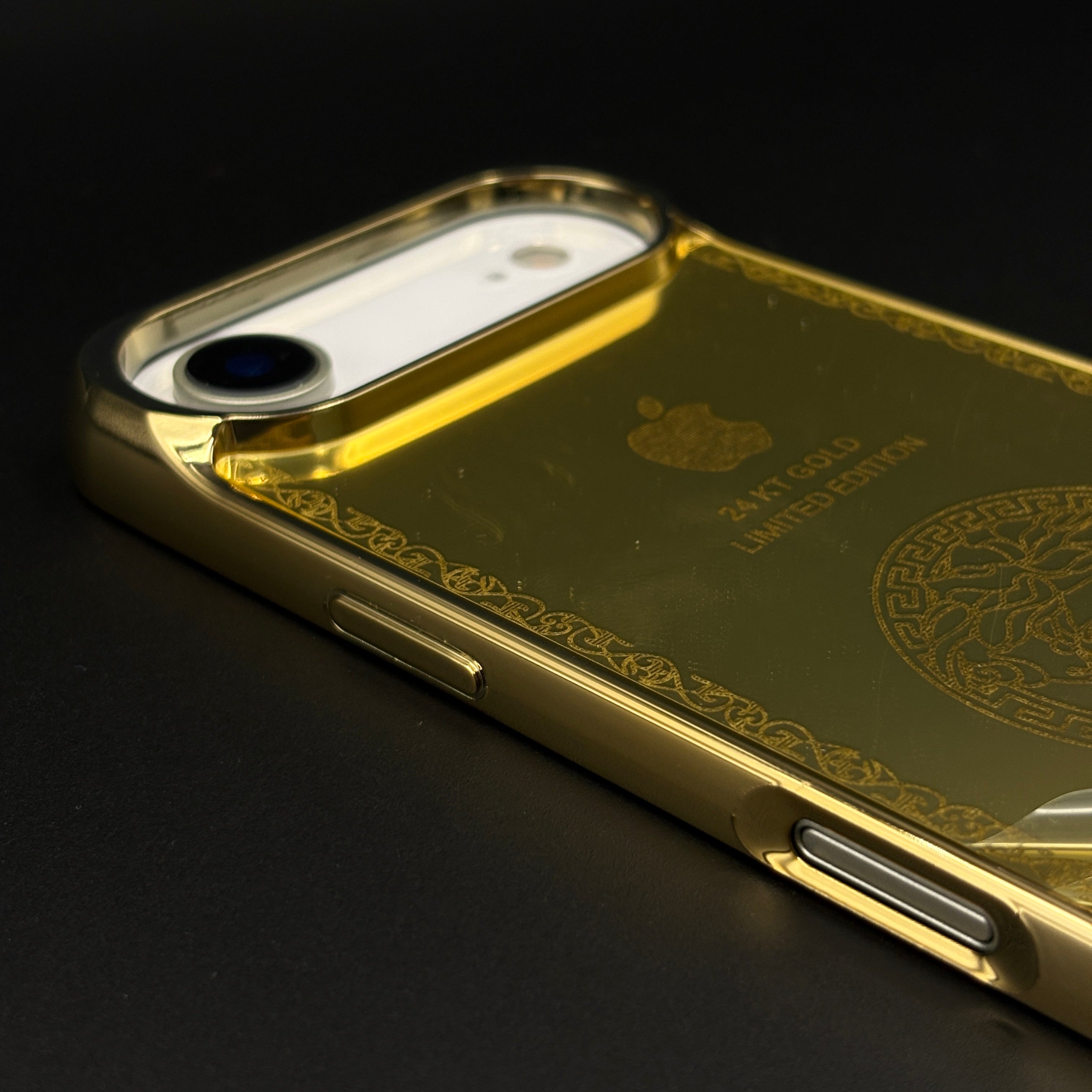 Handcrafted 24K Gold Plated Branded VS Logo Mobile Case Cover for iPhone 17 Air | Reflective Gold Finish