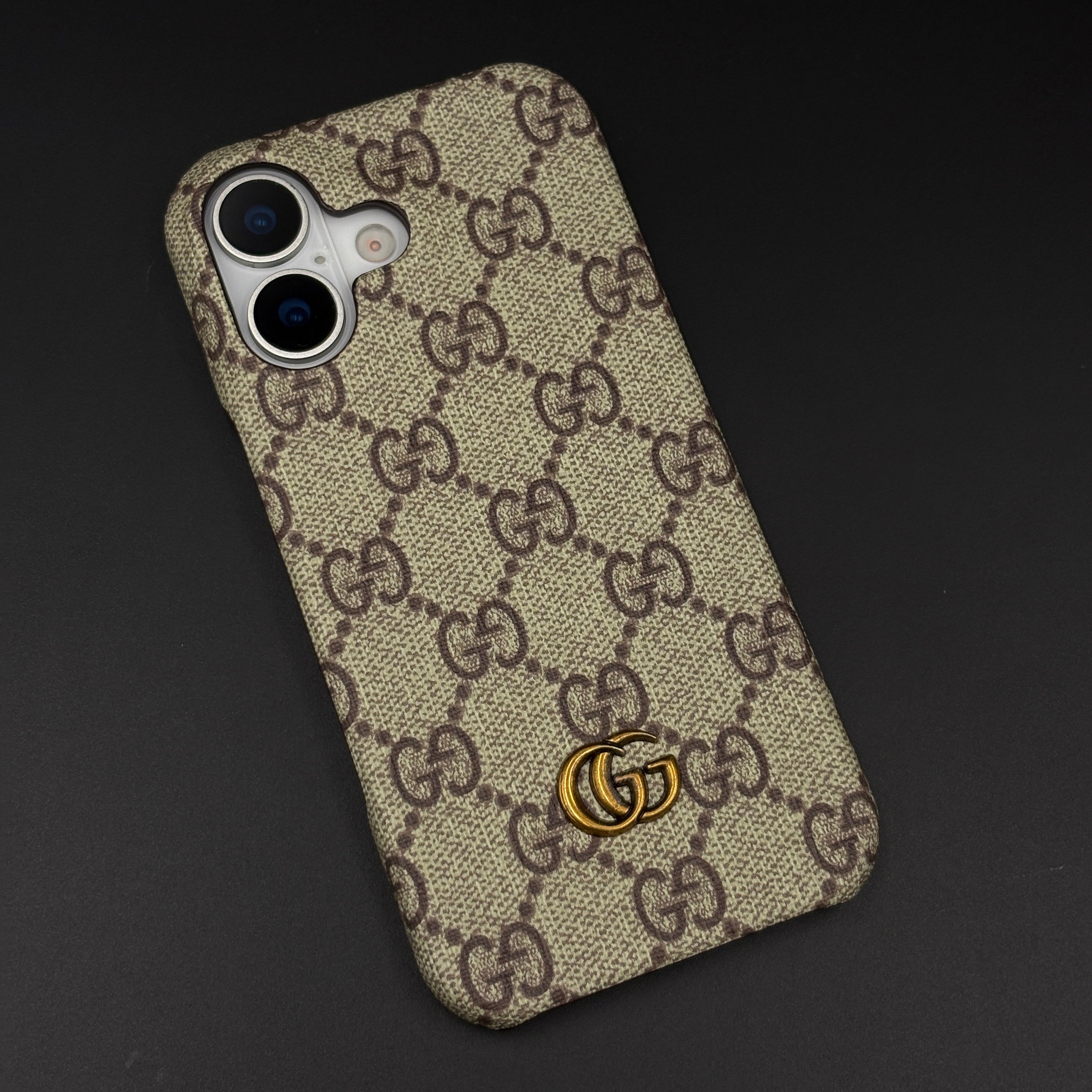 GG Monogram Luxury Pattern Mobile Case Cover for iPhone 17 | Premium Emblem Canvas Edition