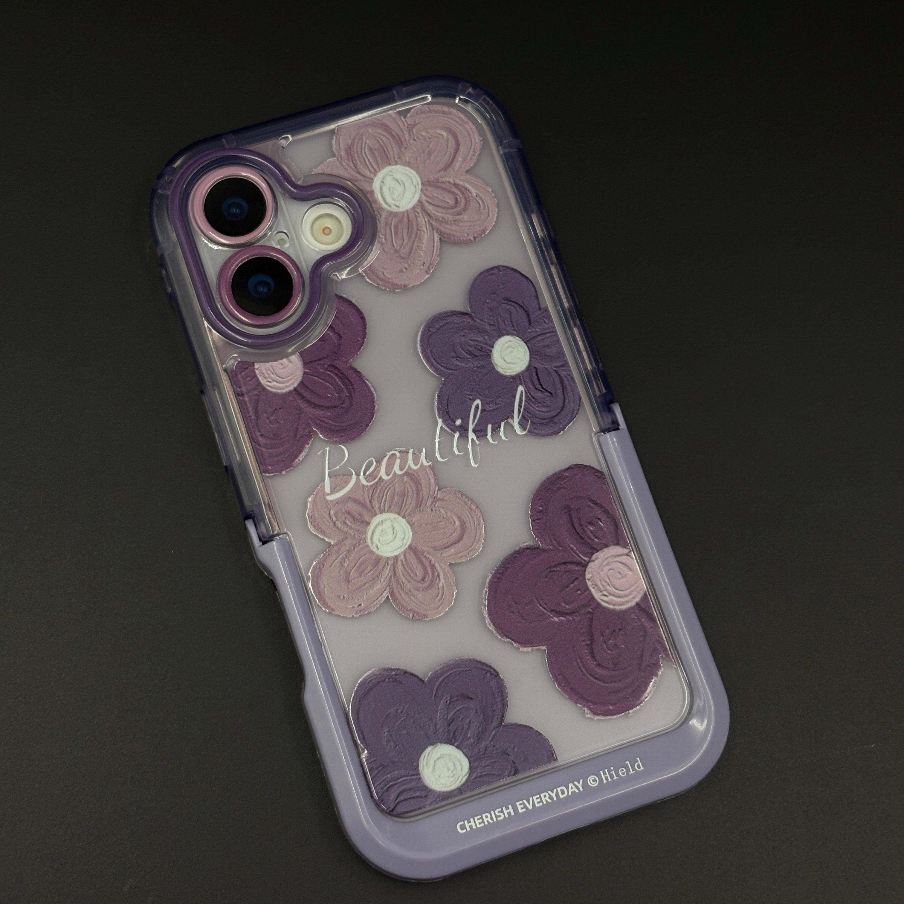 Purple Floral Soft Flexible Mobile Case Cover for iPhone 17 | 3D Pastel Flower Design