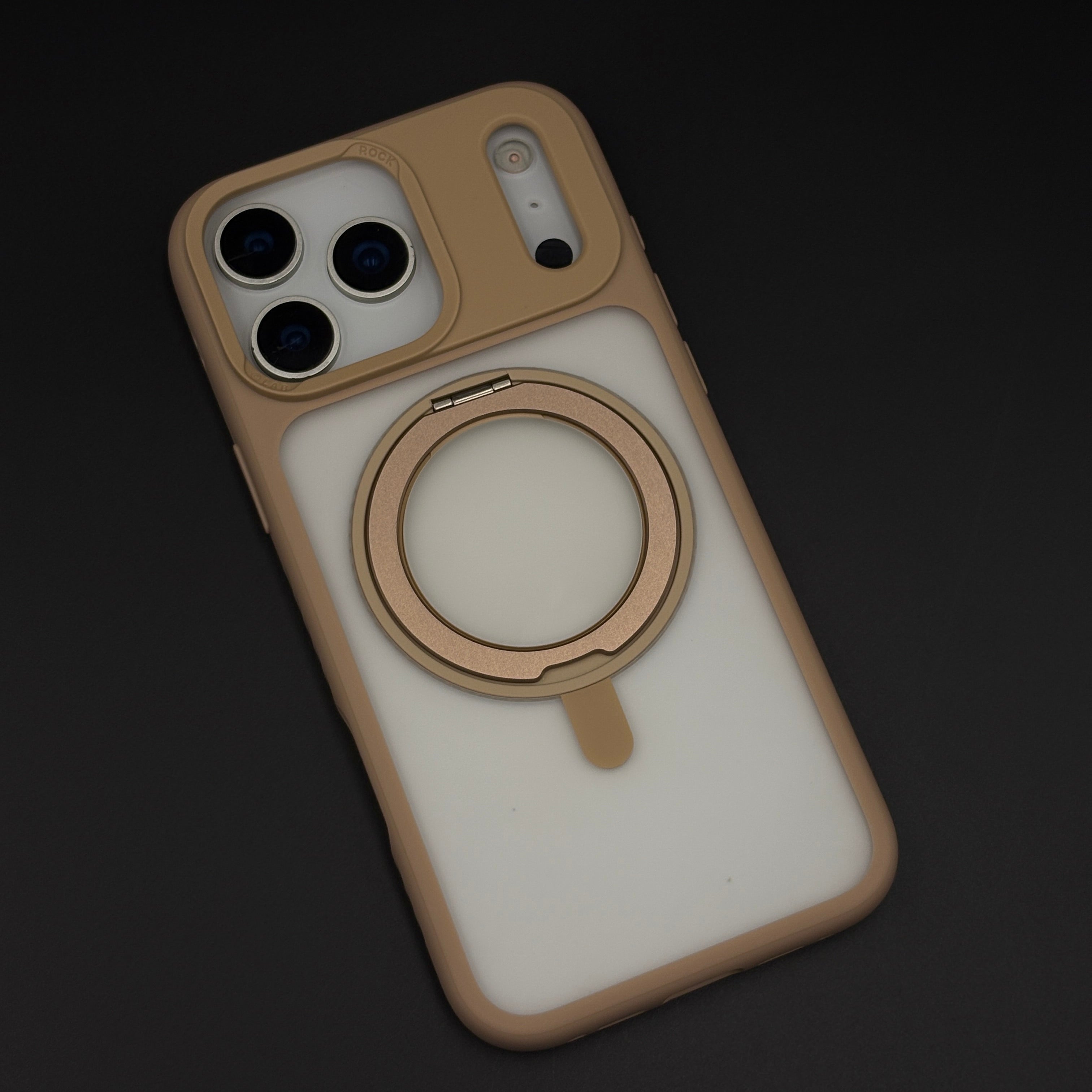 Smoky Metal Stand MagSafe Side Silicone Mobile Case Cover for iPhone 17 Series