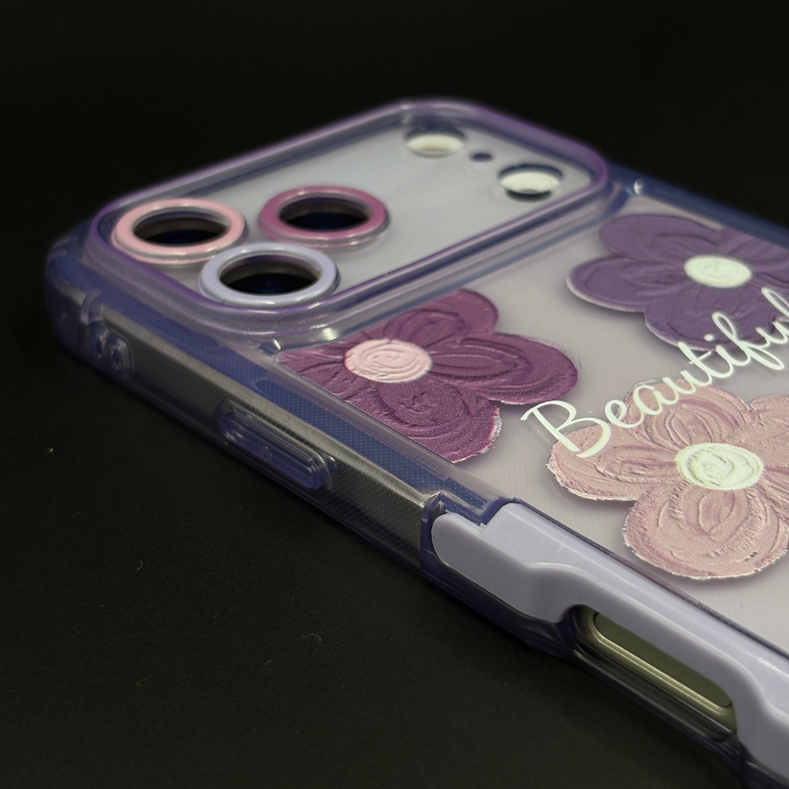 Purple Floral Soft Flexible Mobile Case Cover for iPhone 17 Series | 3D Pastel Flower Design
