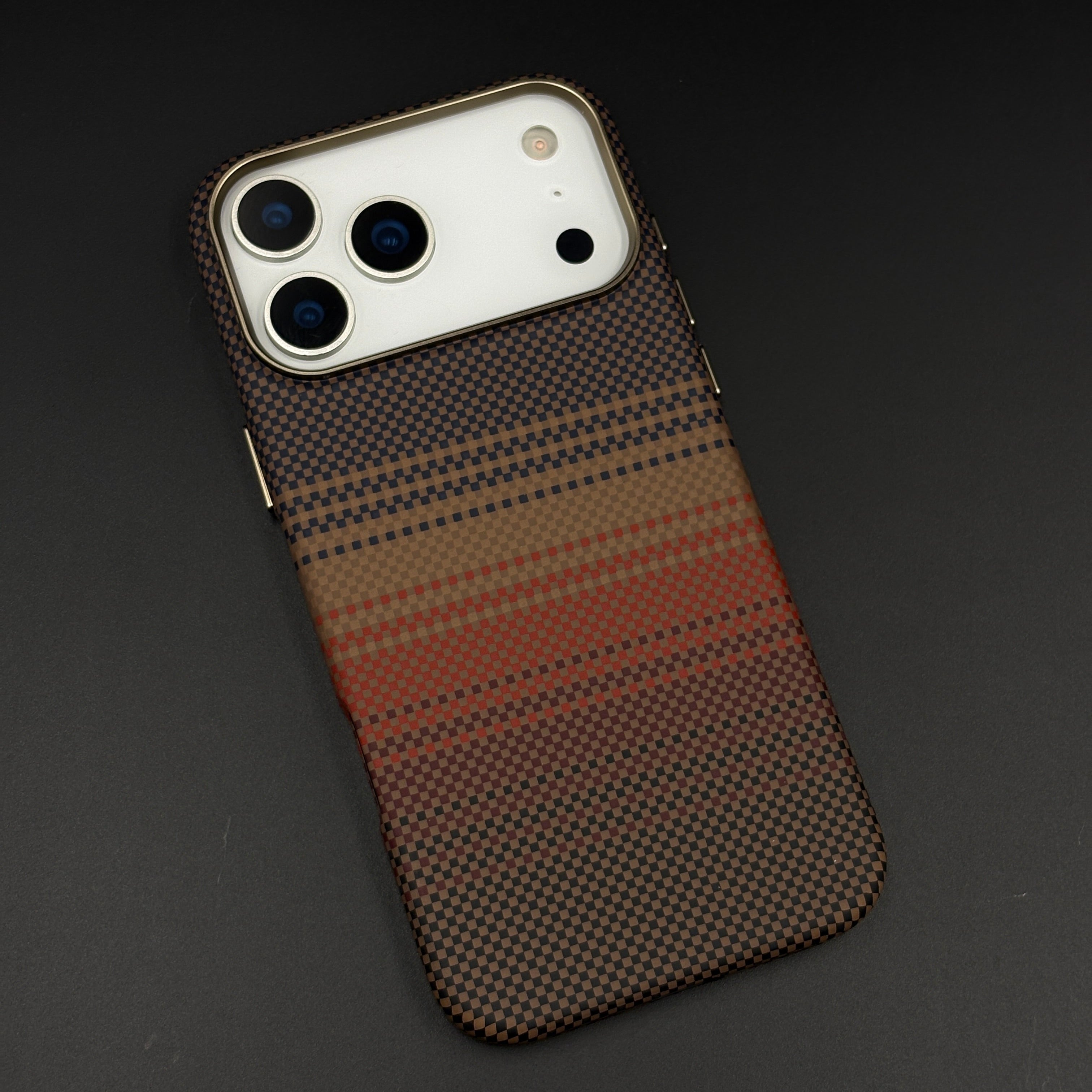 Carbon Texture Sunset Stripe Mobile Case Cover for iPhone 17 Series | Rare Aramid Texture Finish | Real Carbon Fibre Feel | Hidden MagSafe